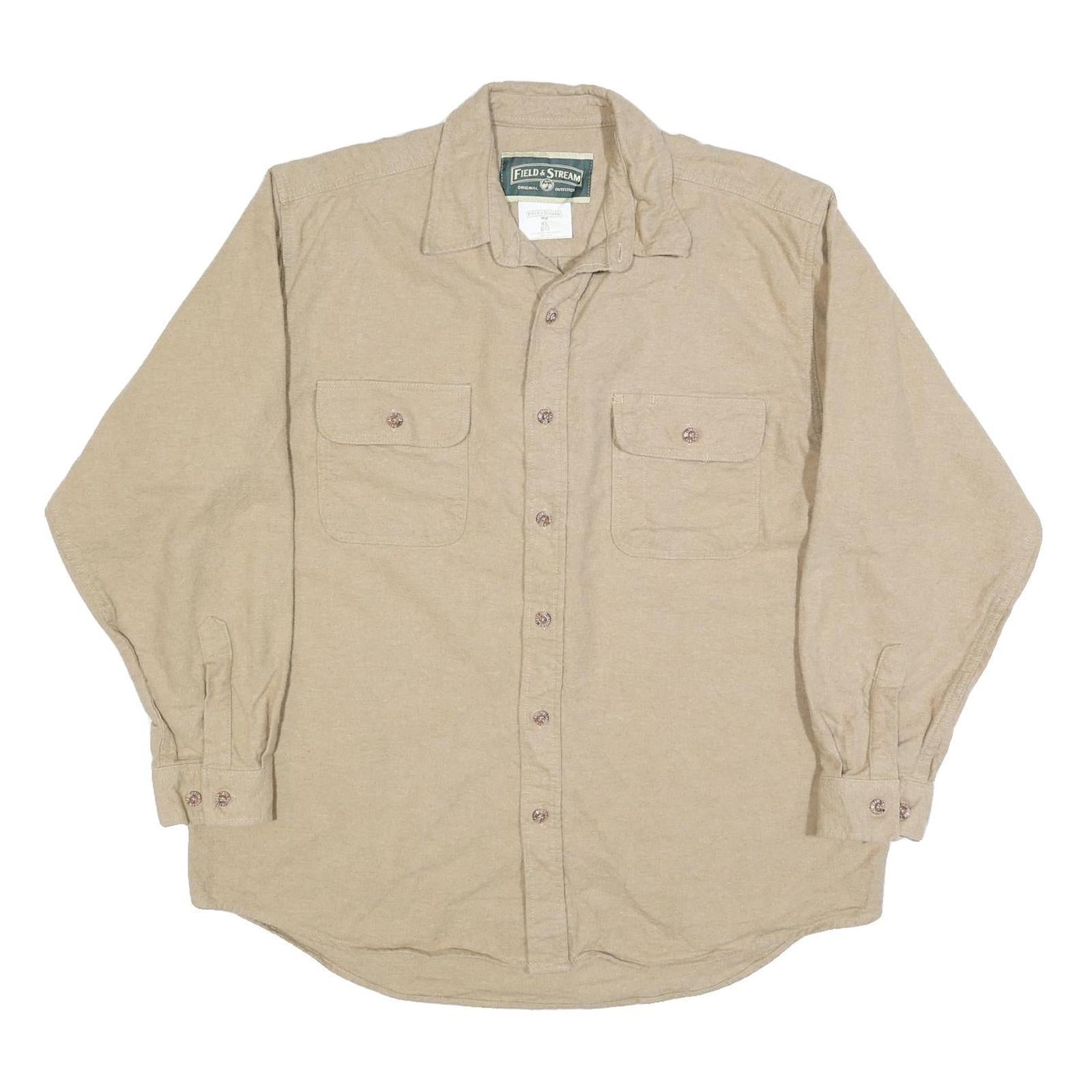 FIELD & STREAM Mens Beige Casual Shirt XL Cotton Blend Button Front Two Pockets Refurbished - N/A refurbished available on Cerqular