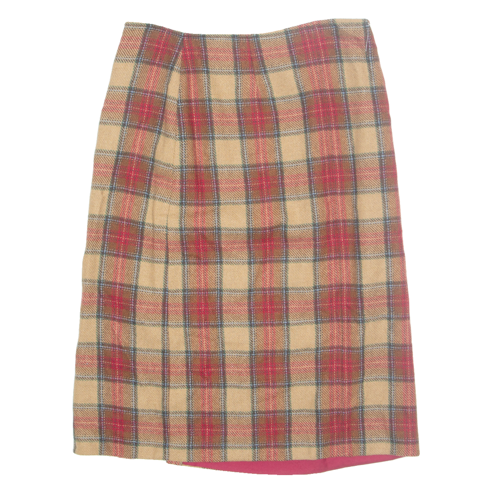 SUPERIOR Womens Straight Skirt Beige Knee Length Check M Refurbished - N/A refurbished available on Cerqular