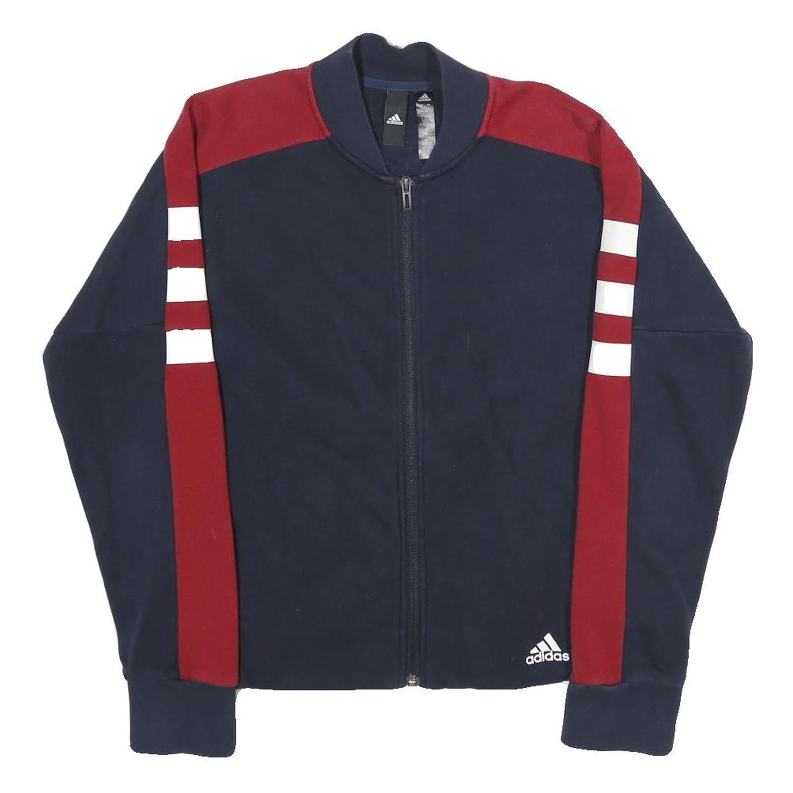 ADIDAS Womens Navy Blue & Maroon Zip Jacket S Cotton Blend Sport Casual Refurbished - N/A refurbished available on Cerqular