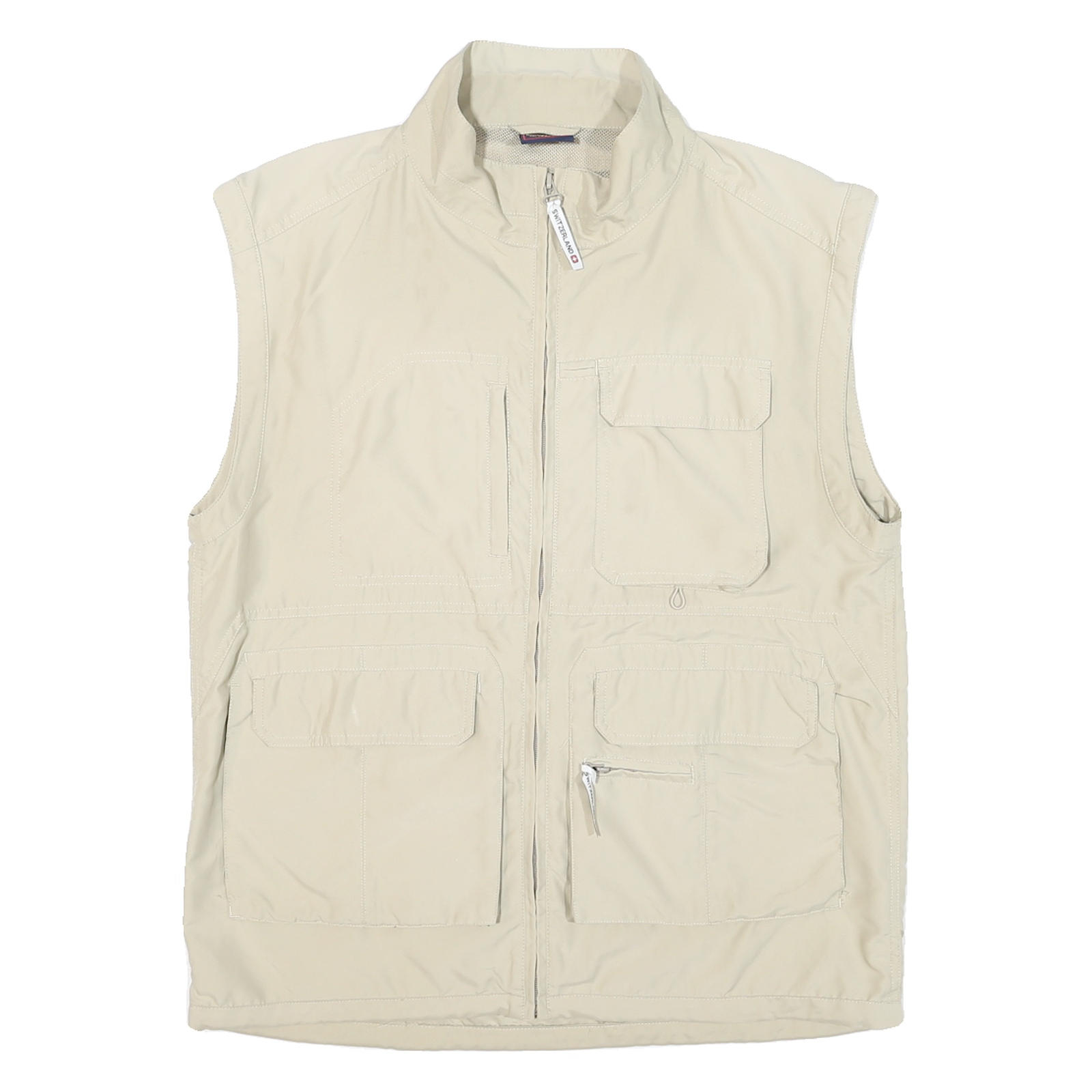 BURISPORT Mens Beige Polyester Blend Zip Jacket L Sleeveless Lightweight Utility Refurbished - N/A refurbished available on Cerqular