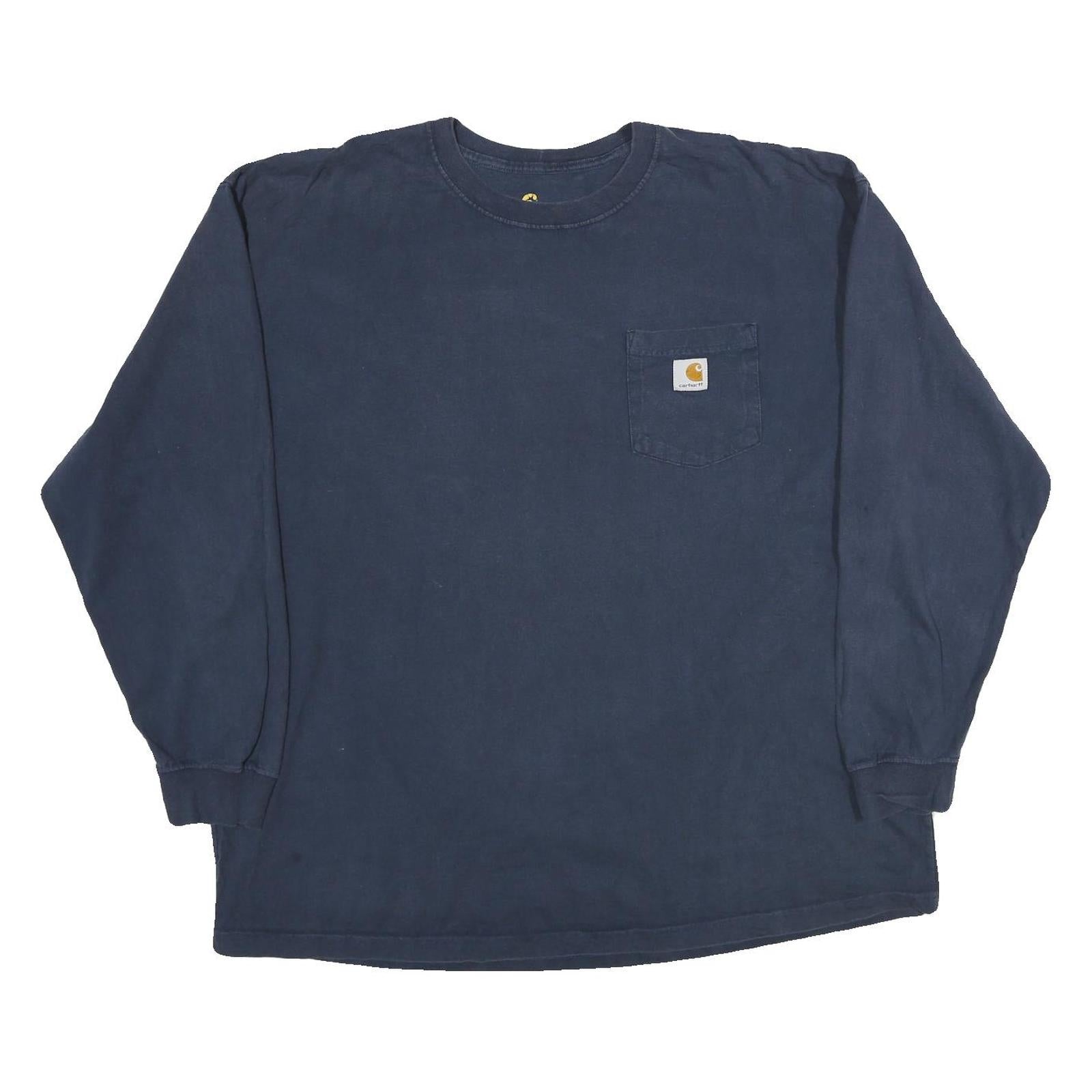 CARHARTT Mens Blue Long Sleeve Crew Neck Pocket T-Shirt 2XL Cotton Comfortable Refurbished - N/A refurbished available on Cerqular