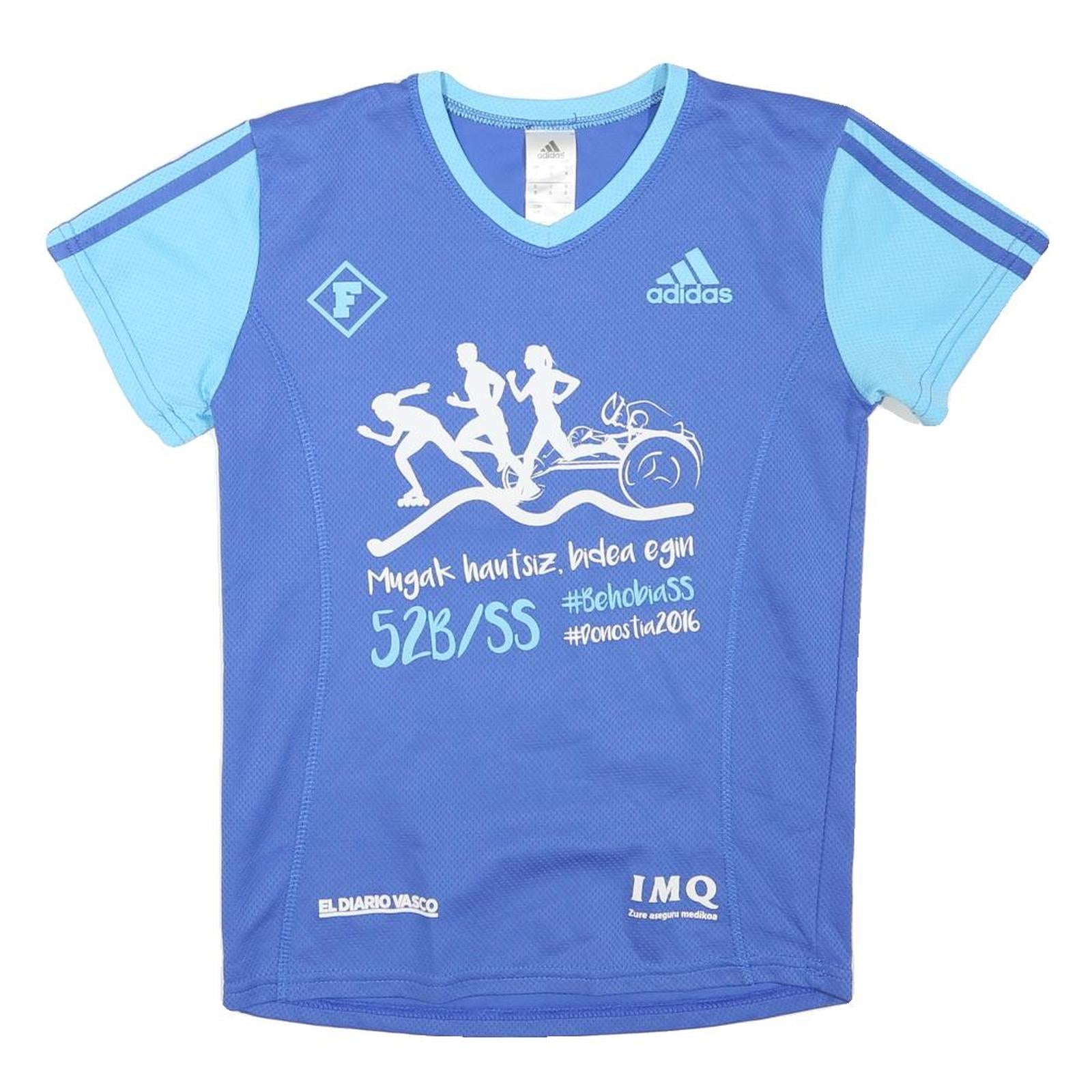 ADIDAS Womens Blue & Light Blue Graphic T-Shirt S Short Sleeve V-Neck Sports Refurbished - N/A refurbished available on Cerqular