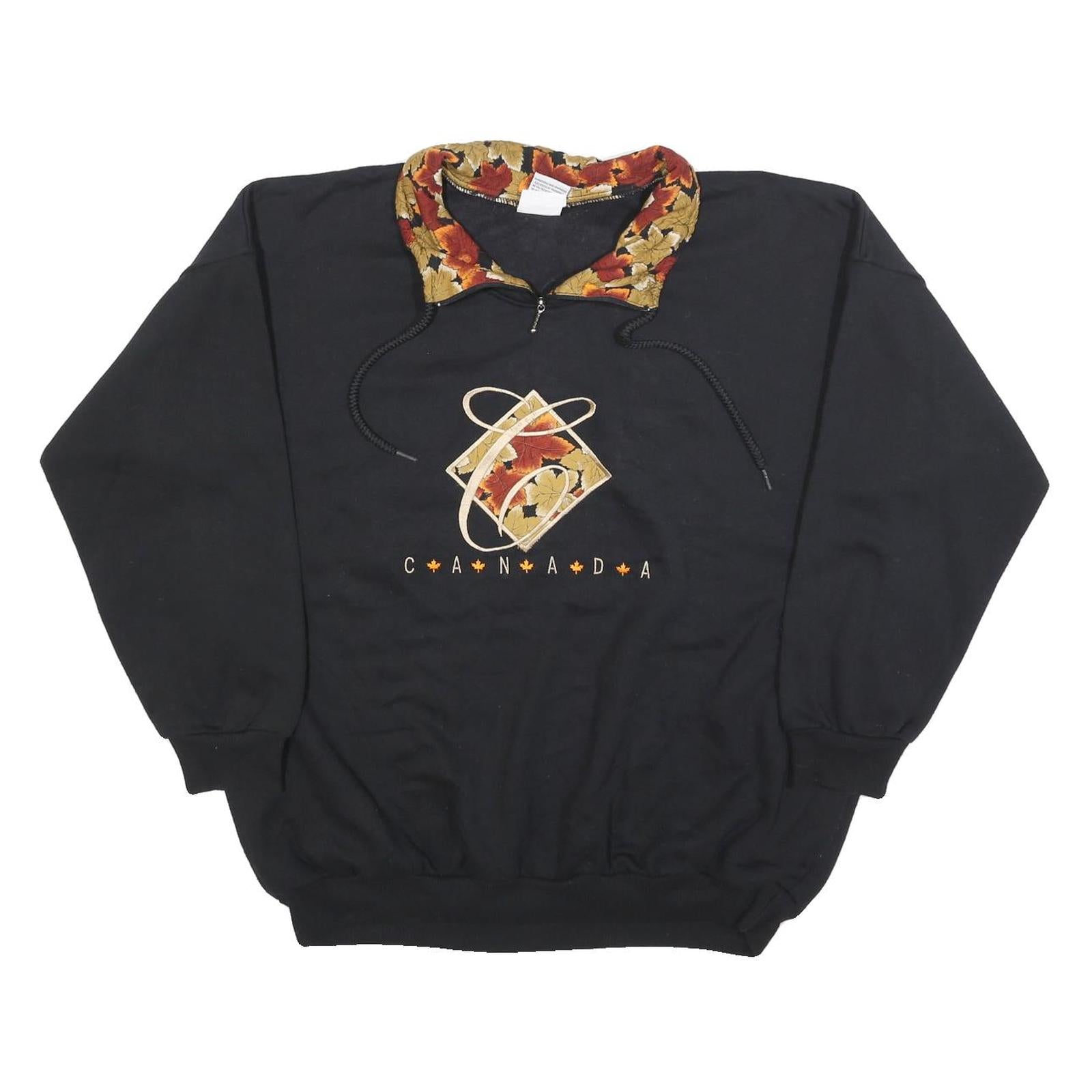 CITY SCAPE Womens Black Cotton Blend Pullover Sweatshirt XL Floral Collar Canada Refurbished - N/A refurbished available on Cerqular