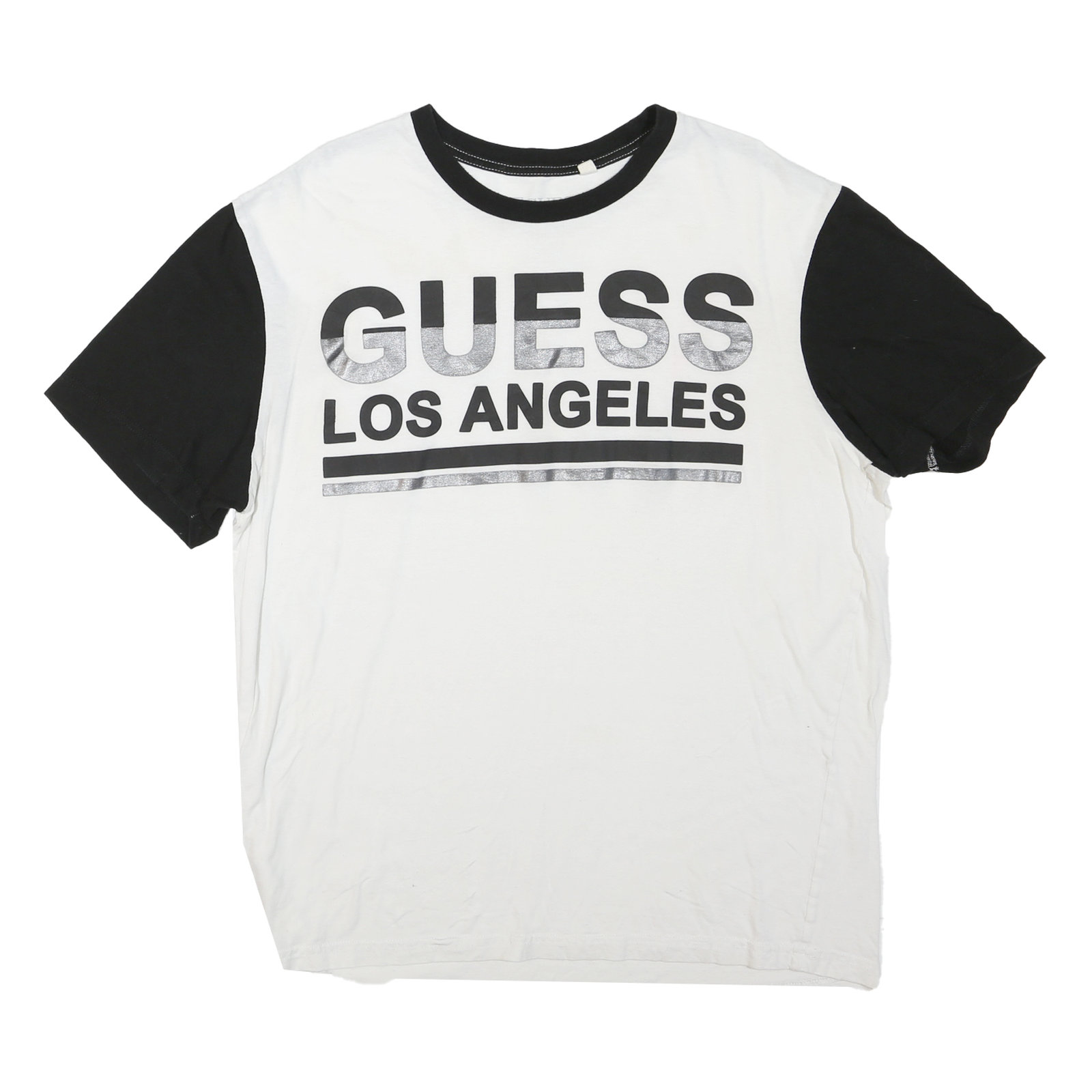 GUESS Womens White & Black Los Angeles Graphic T-Shirt 2XL Short Sleeve Crew Refurbished - N/A refurbished available on Cerqular