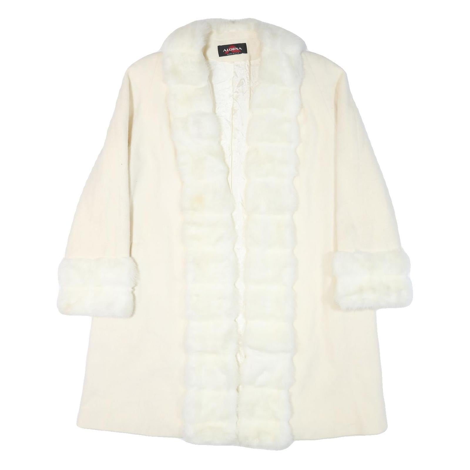 ALORNA Womens Cream Wool Blend Jacket L Wool Blend Plain Elegant Warm Refurbished - N/A refurbished available on Cerqular