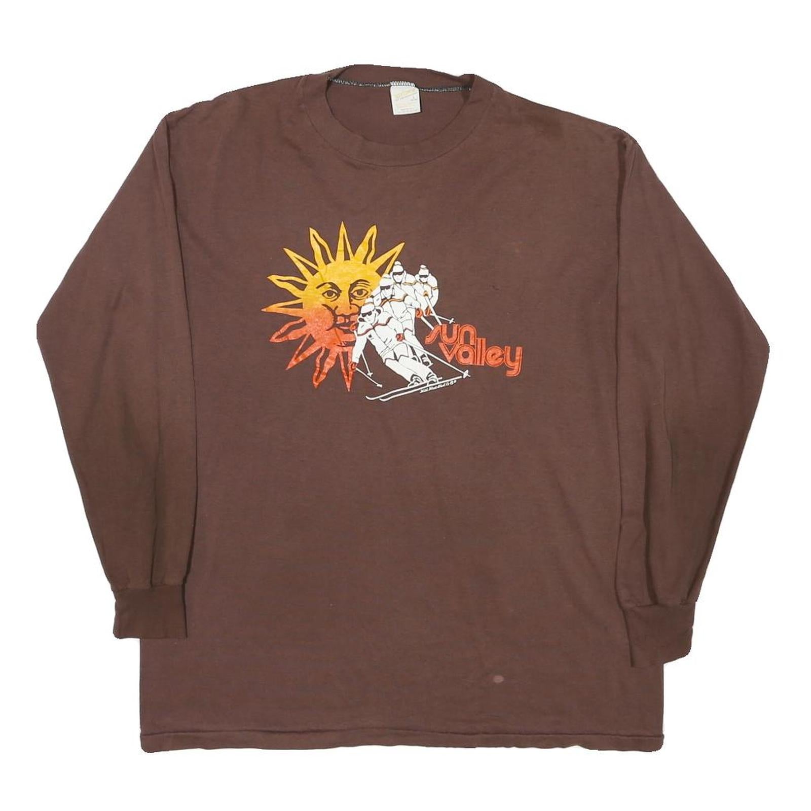 SPORTSWEAR Mens Brown Graphic Long Sleeve Crew Neck T-Shirt L Cotton Blend Refurbished - N/A refurbished available on Cerqular