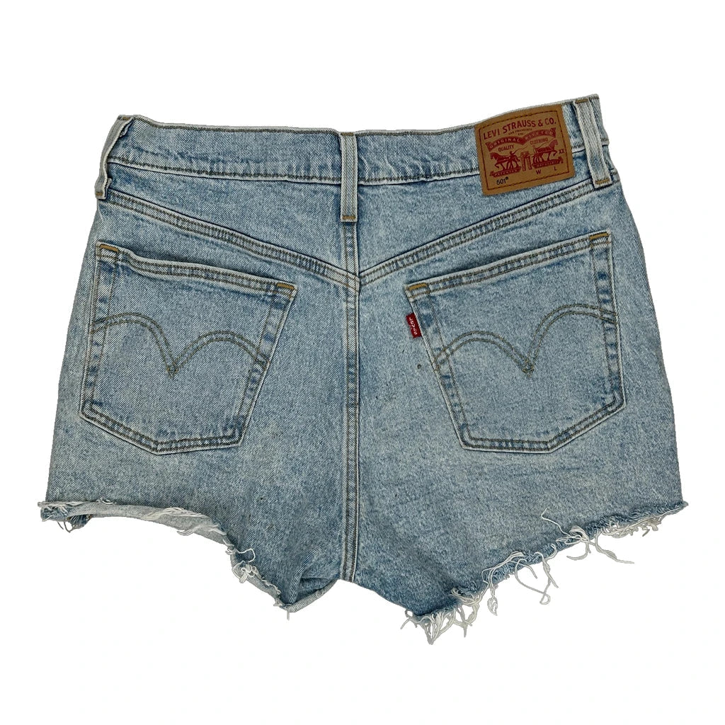 Levis Denim Shorts - 29W UK 10 Light Wash Cotton Refurbished - Thrifted (note: this is a term often used to describe second- refurbished available on Cerqular