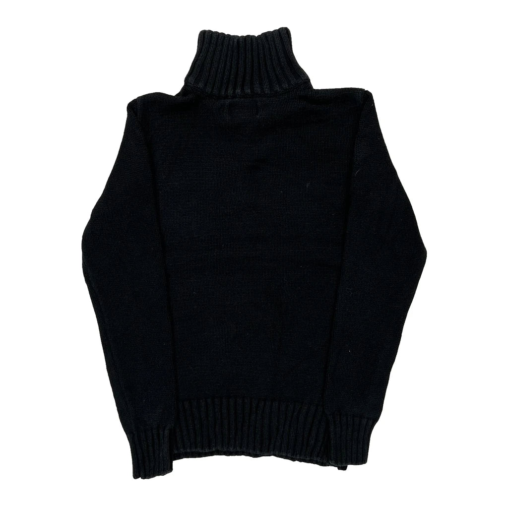 Polo By Ralph Lauren 1/4 Zip - Small Black Cotton Refurbished - Thrifted (note: this is a term often used to describe second- refurbished available on Cerqular