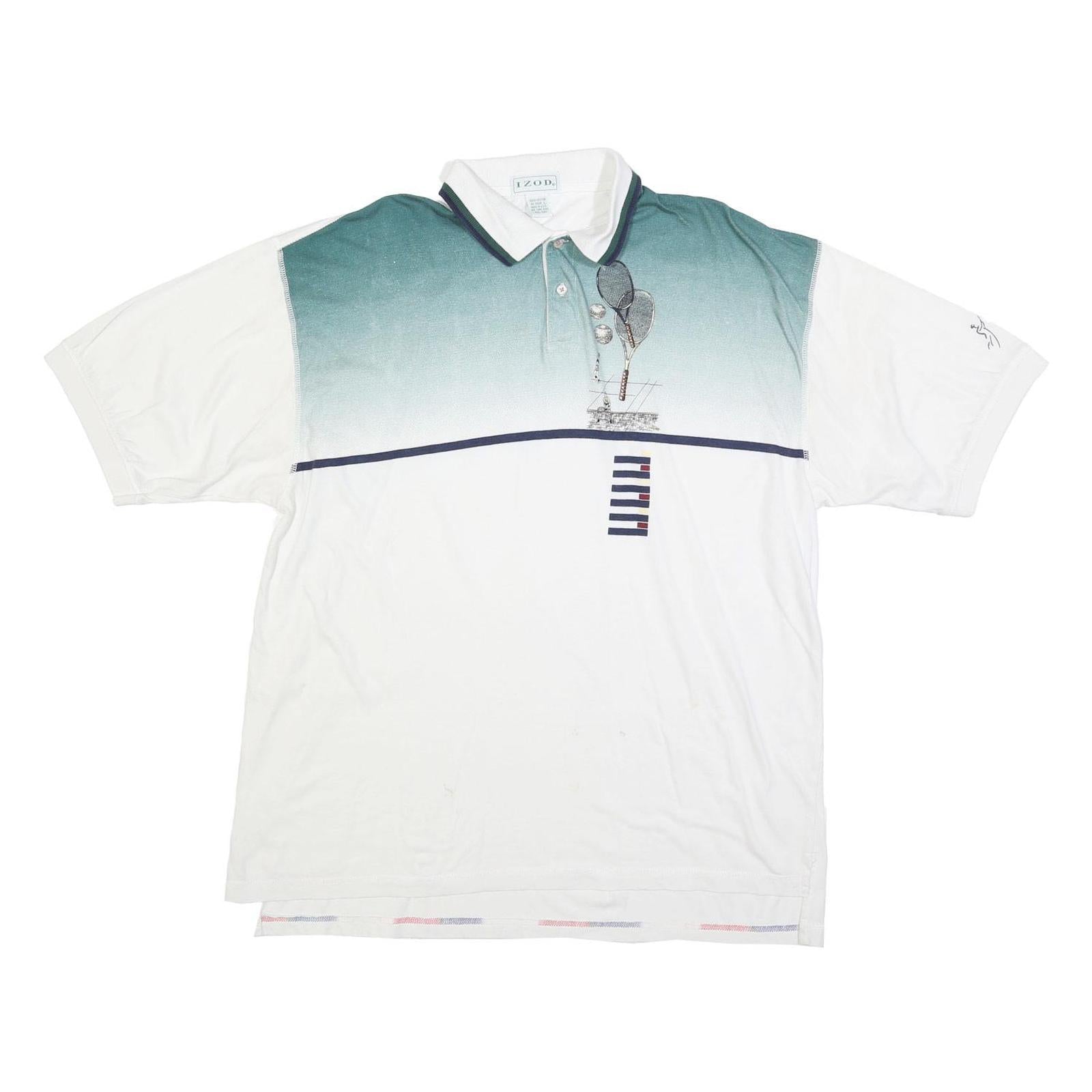 IZOD Mens White & Green Short Sleeve Golf Polo Shirt L Cotton Blend Casual Refurbished - N/A refurbished available on Cerqular