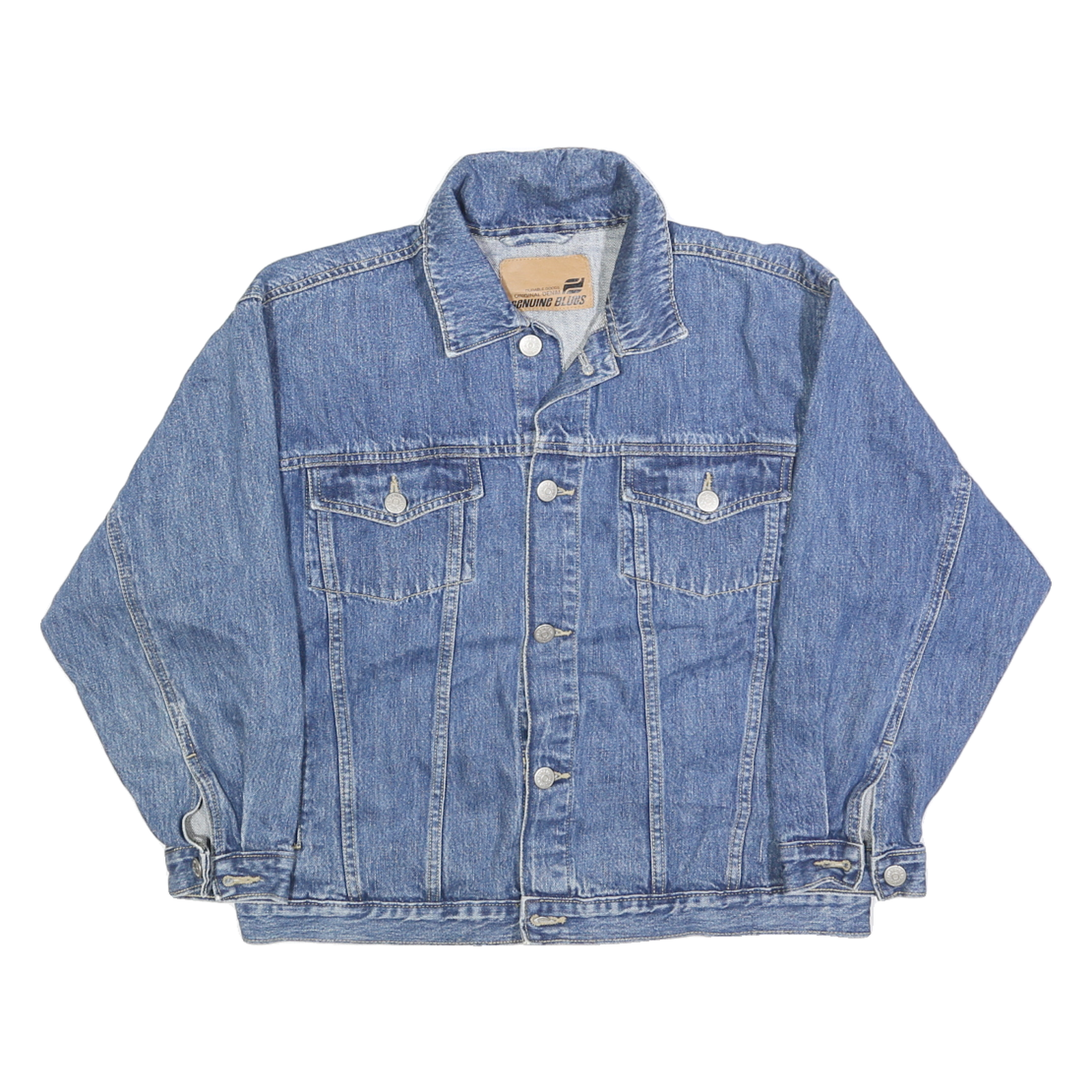 GENUINE BLUES Womens Blue Denim Jacket M Cotton Button Classic Casual Refurbished - N/A refurbished available on Cerqular