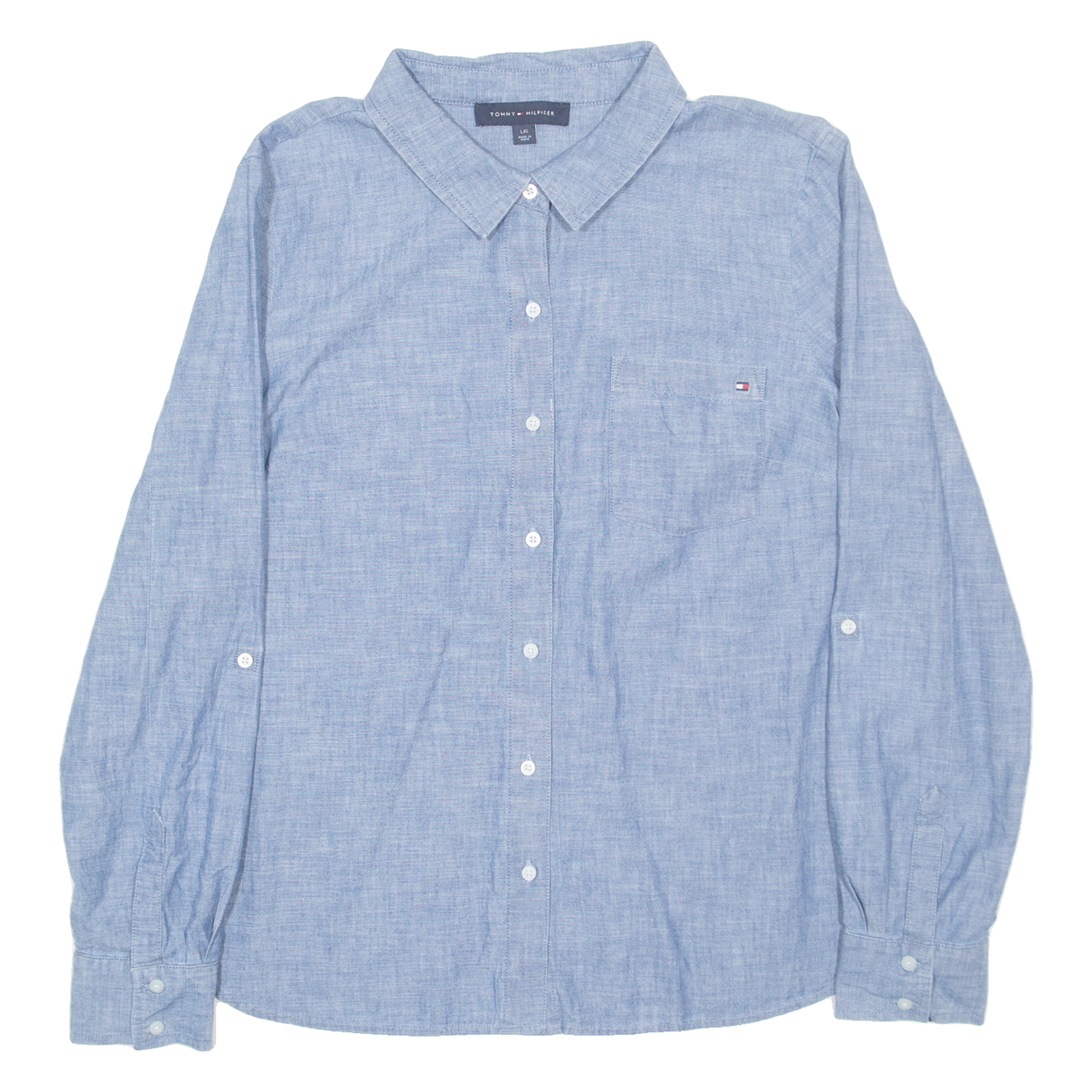 TOMMY HILFIGER Mens Denim Shirt Blue Long Sleeve L Refurbished - N/A refurbished available on Cerqular