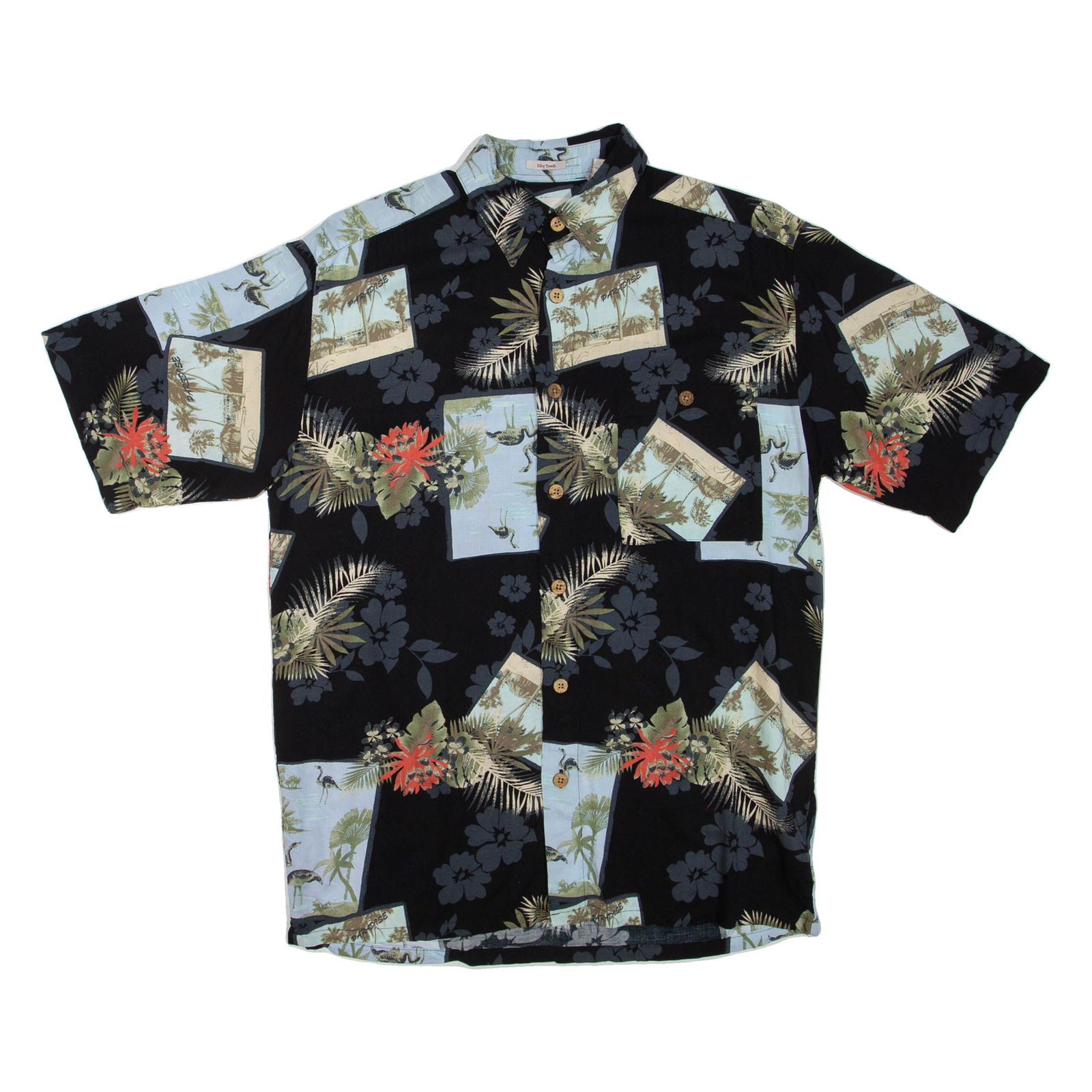 NATURAL ISSUE Mens Hawaiian Shirt Black Crazy Pattern S Refurbished - N/A refurbished available on Cerqular