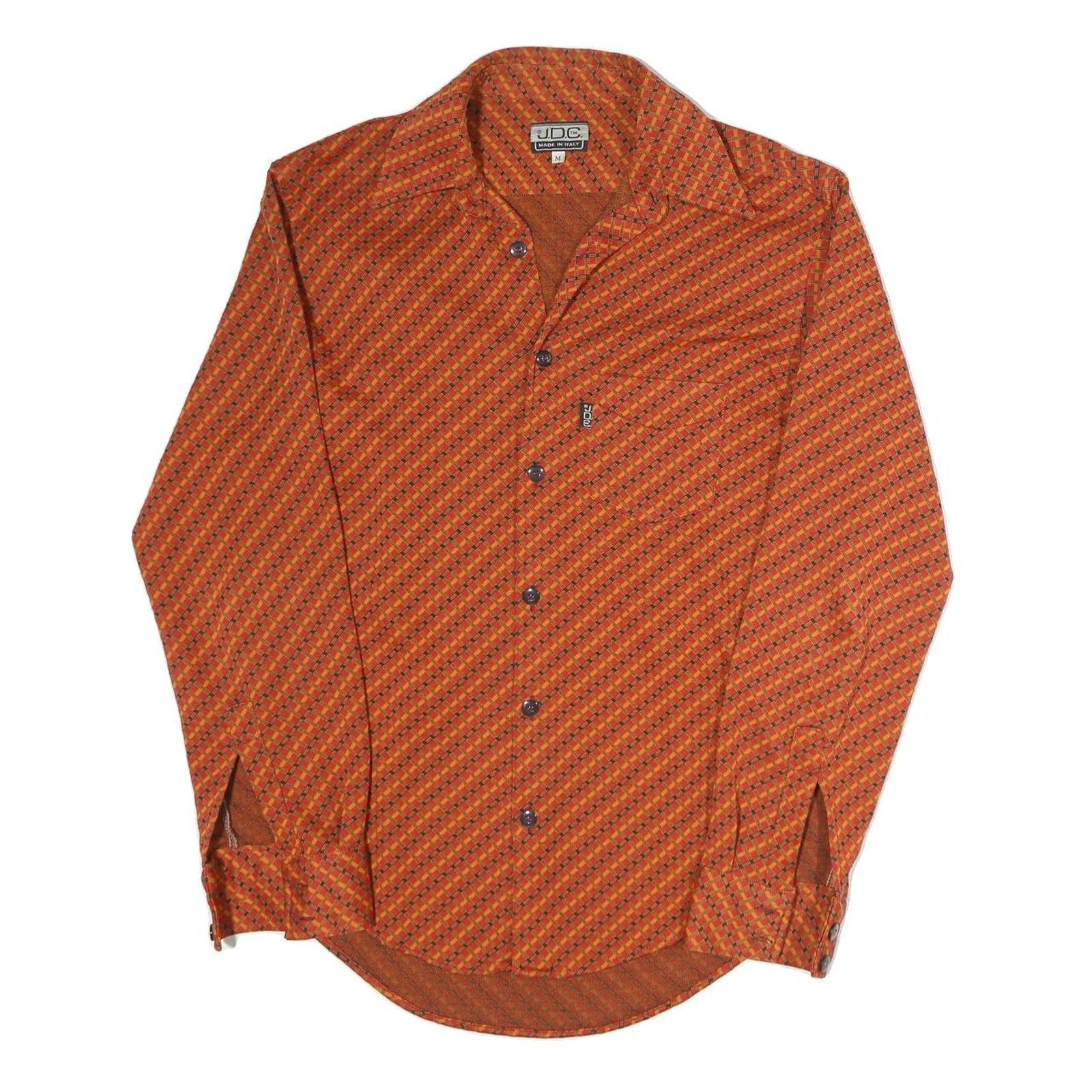 JDC Mens Orange Check Cotton Blend Shirt M Long Sleeve Button Front Refurbished - N/A refurbished available on Cerqular