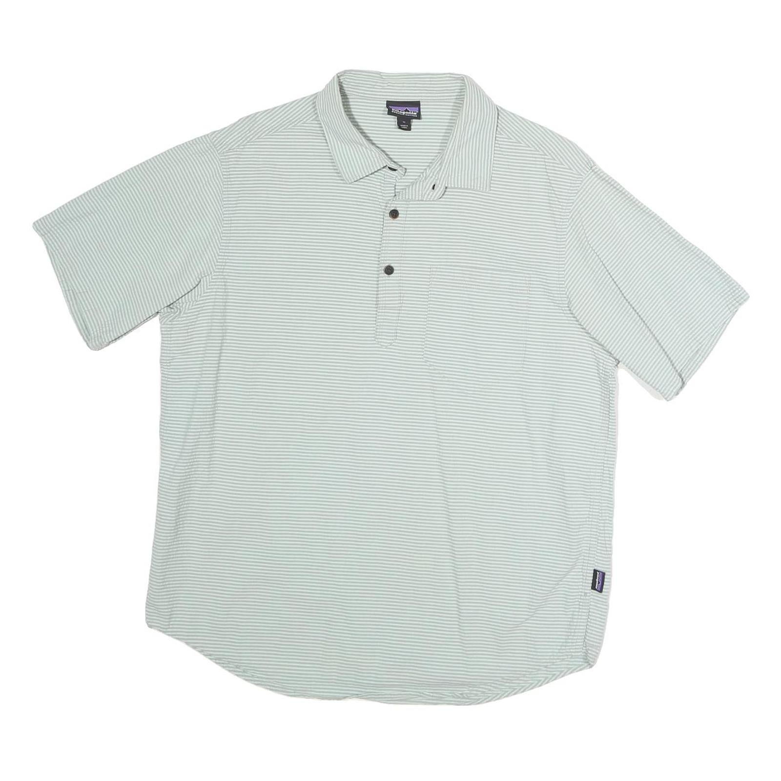 PATAGONIA Mens White & Grey Striped Short Sleeve Polo Shirt M Casual Summer Refurbished - N/A refurbished available on Cerqular