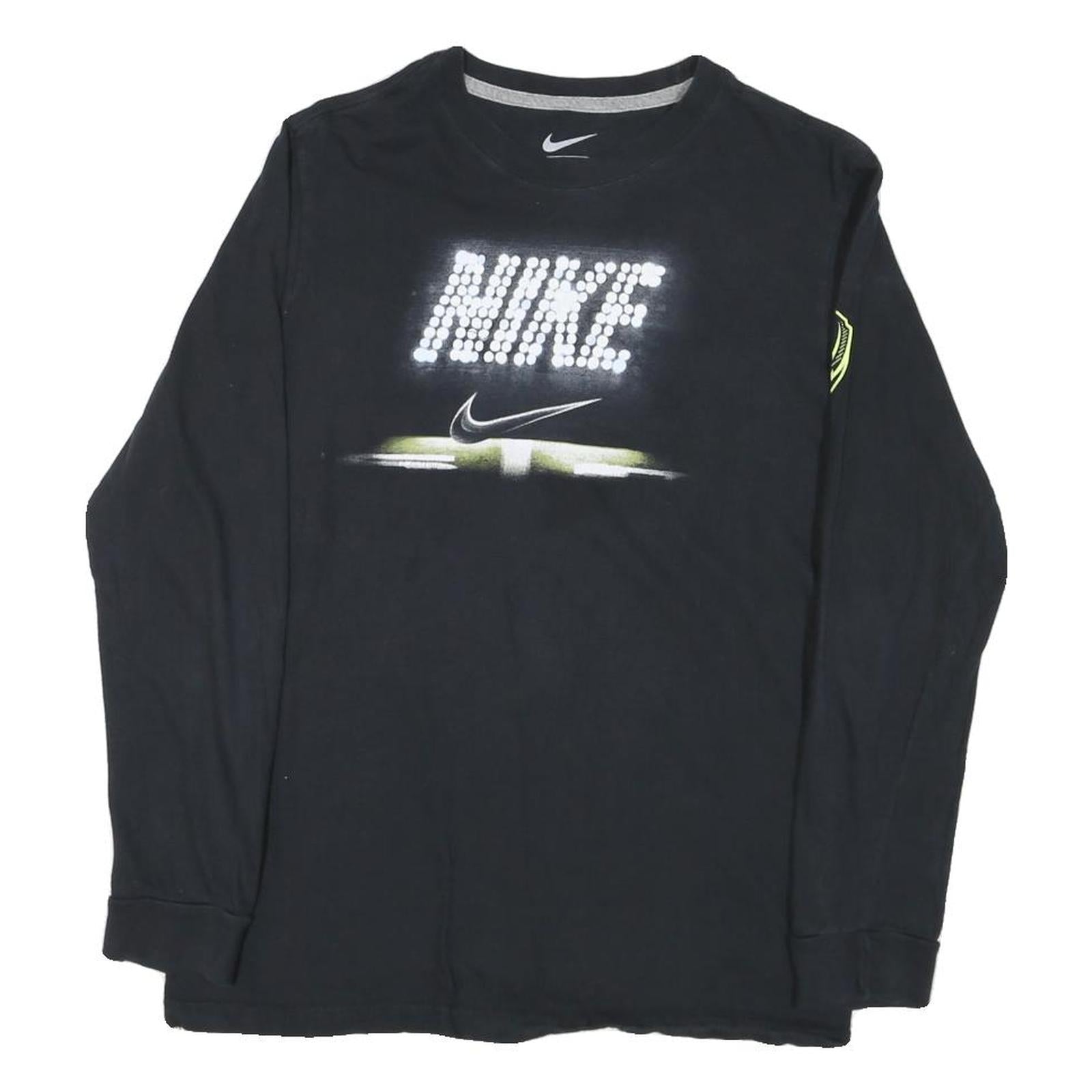 NIKE Mens Black Graphic T-Shirt XL Long Sleeve Crew Neck Lightweight Cotton Refurbished - N/A refurbished available on Cerqular