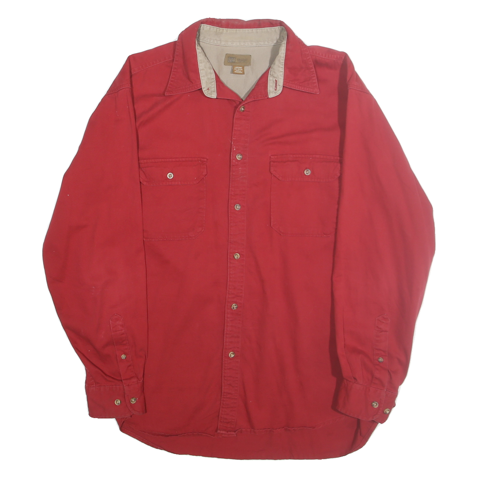 FADED GLORY Mens Red Shirt L Button Cotton Double Pocket Casual Workwear Refurbished - N/A refurbished available on Cerqular