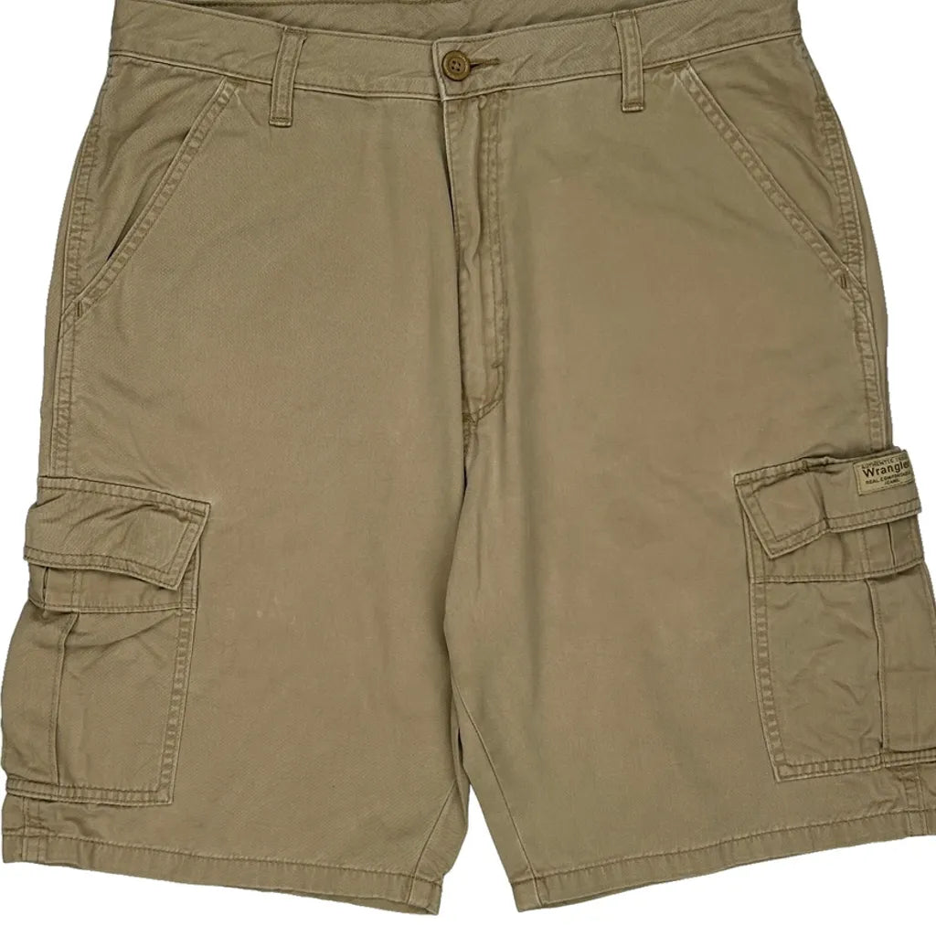Wrangler Cargo Cargo Shorts - 32W 10L Khaki Cotton Refurbished - Thrifted (note: this is a term often used to describe second- refurbished available on Cerqular