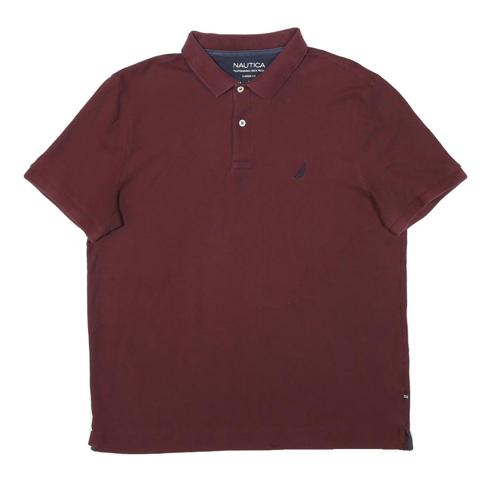 NAUTICA Mens Maroon Short Sleeve Plain Polo Shirt M Classic Fit Cotton Blend Refurbished - N/A refurbished available on Cerqular