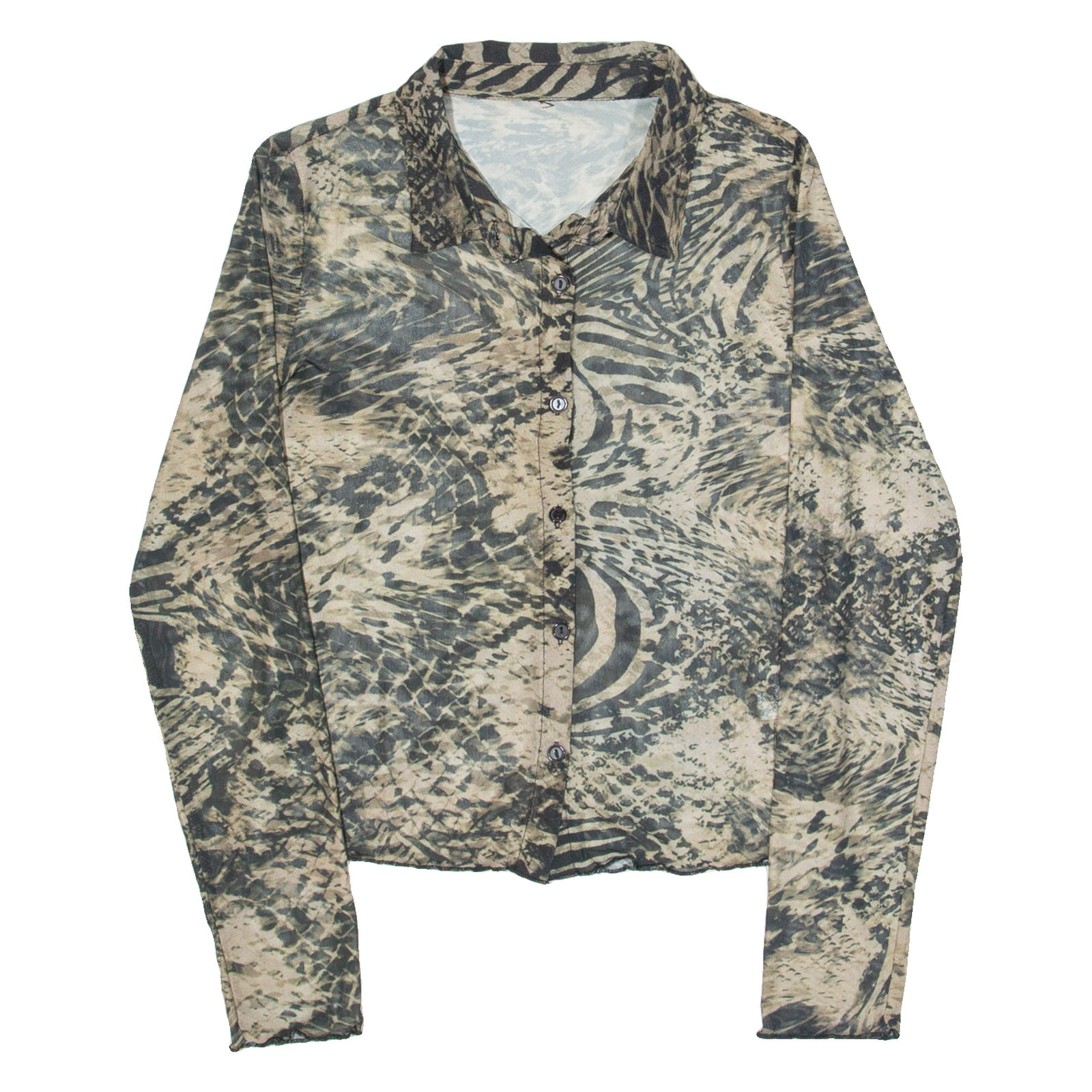 Buy CHICOREE Mesh Womens Printed Shirt Brown Collared Long Sleeve Crazy Pattern S Refurbished - $16.89 CHICOREE Mesh Womens Printed Shirt Brown Collared Long Sleeve Crazy Pattern S Refurbished - N/A refurbished available on Cerqular