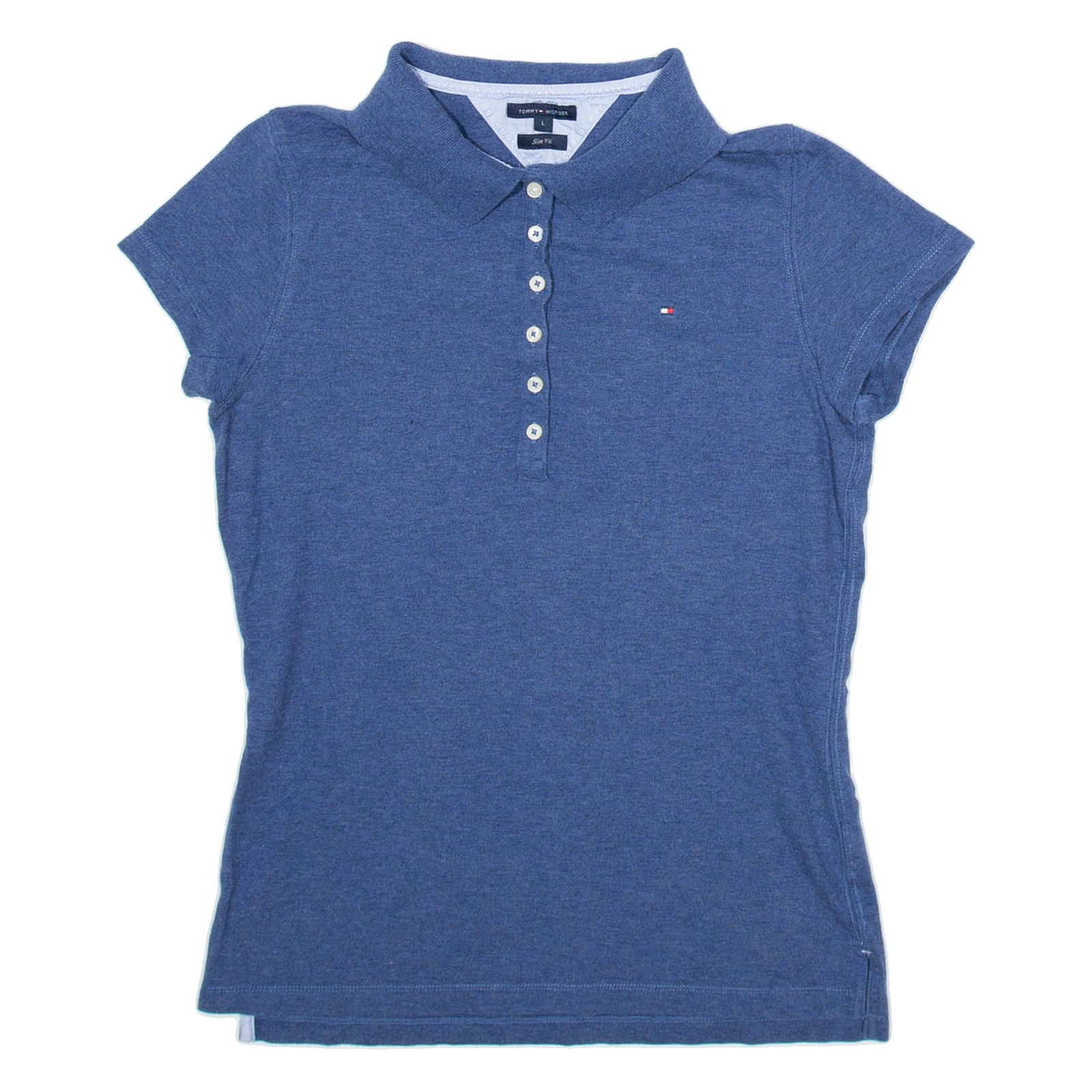 TOMMY HILFIGER Womens Polo Shirt Blue L Refurbished - N/A refurbished available on Cerqular