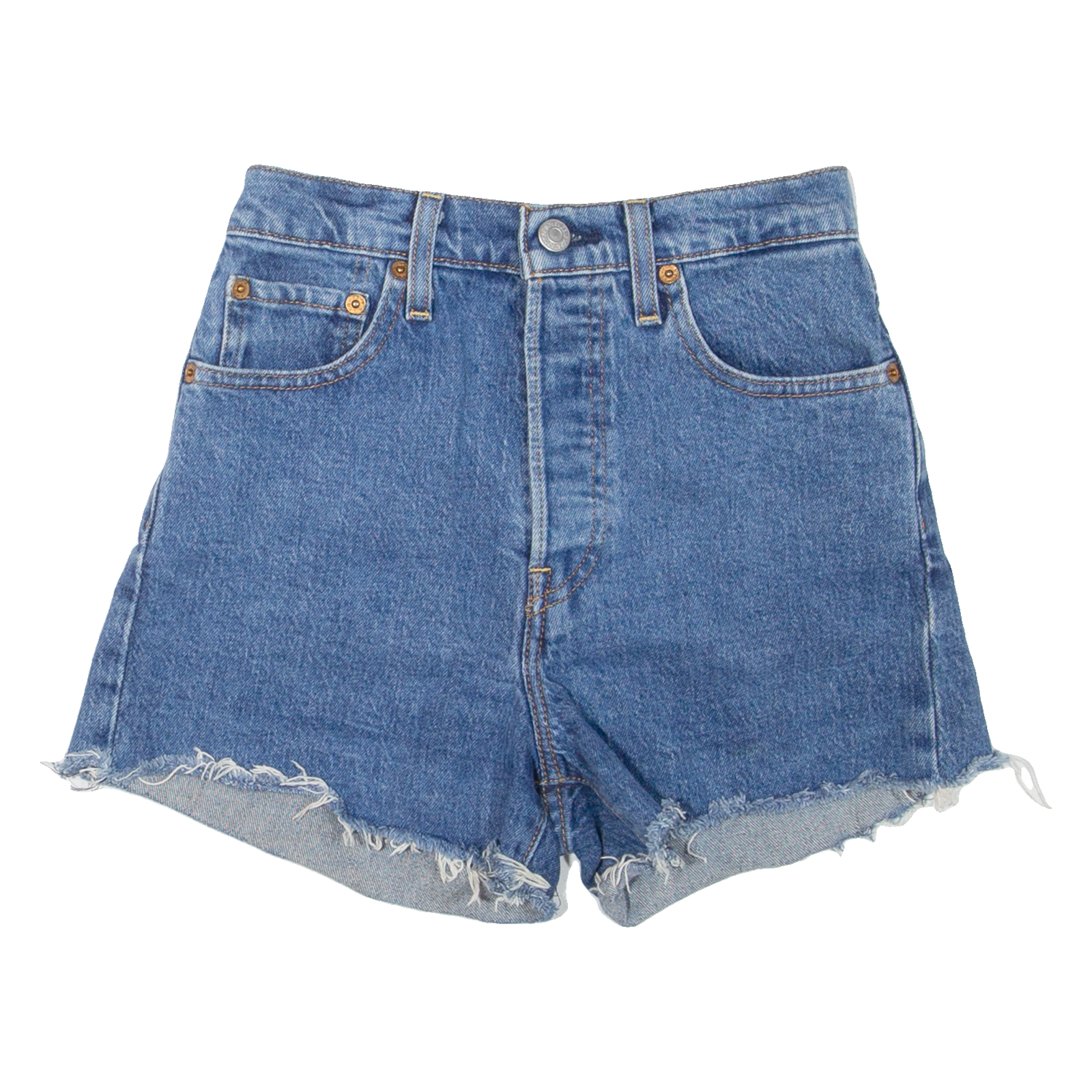LEVI'S Ribcage BIG E Cut-Off Womens Denim Shorts Blue XXS W24 Refurbished - N/A refurbished available on Cerqular