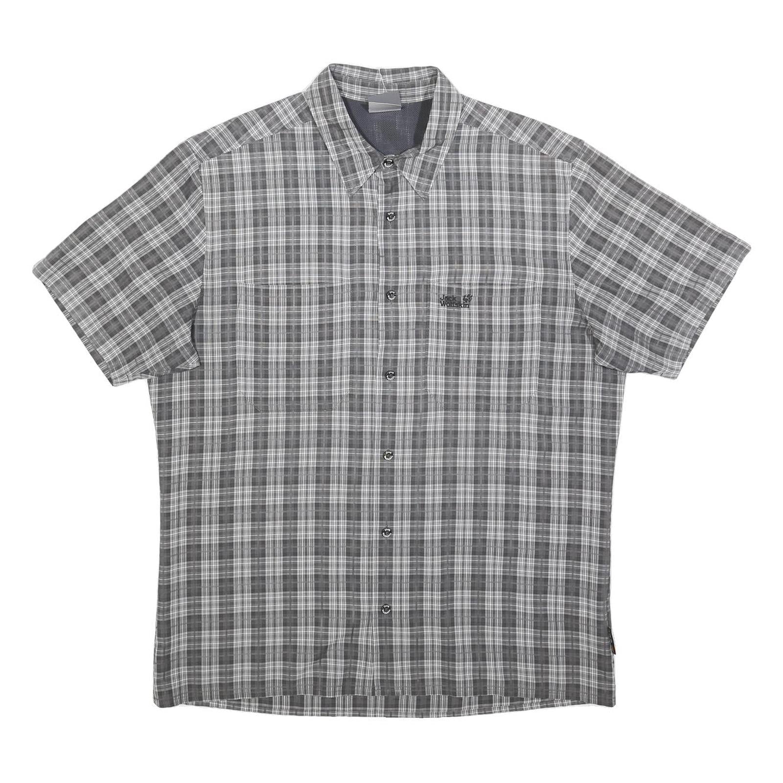 JACK WOLFSKIN Mens Grey Checked Shirt XL Casual Outdoor Lightweight Refurbished - N/A refurbished available on Cerqular