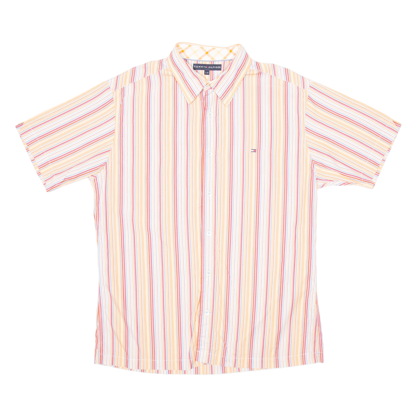 TOMMY HILFIGER Mens Shirt Orange Striped L Refurbished - N/A refurbished available on Cerqular