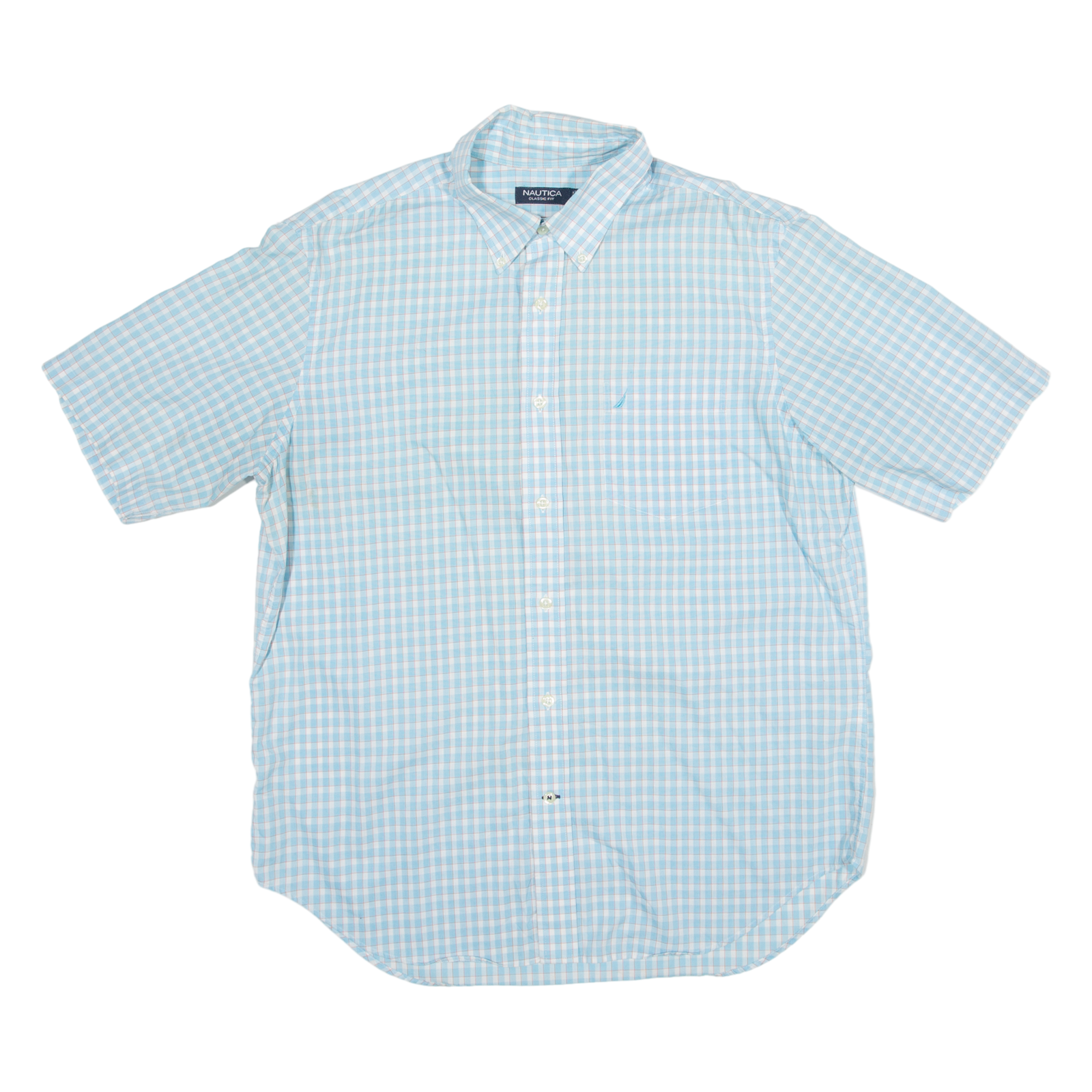NAUTICA Classic Fit Wrinkle Resistant Mens Shirt Blue Check L Refurbished - N/A refurbished available on Cerqular