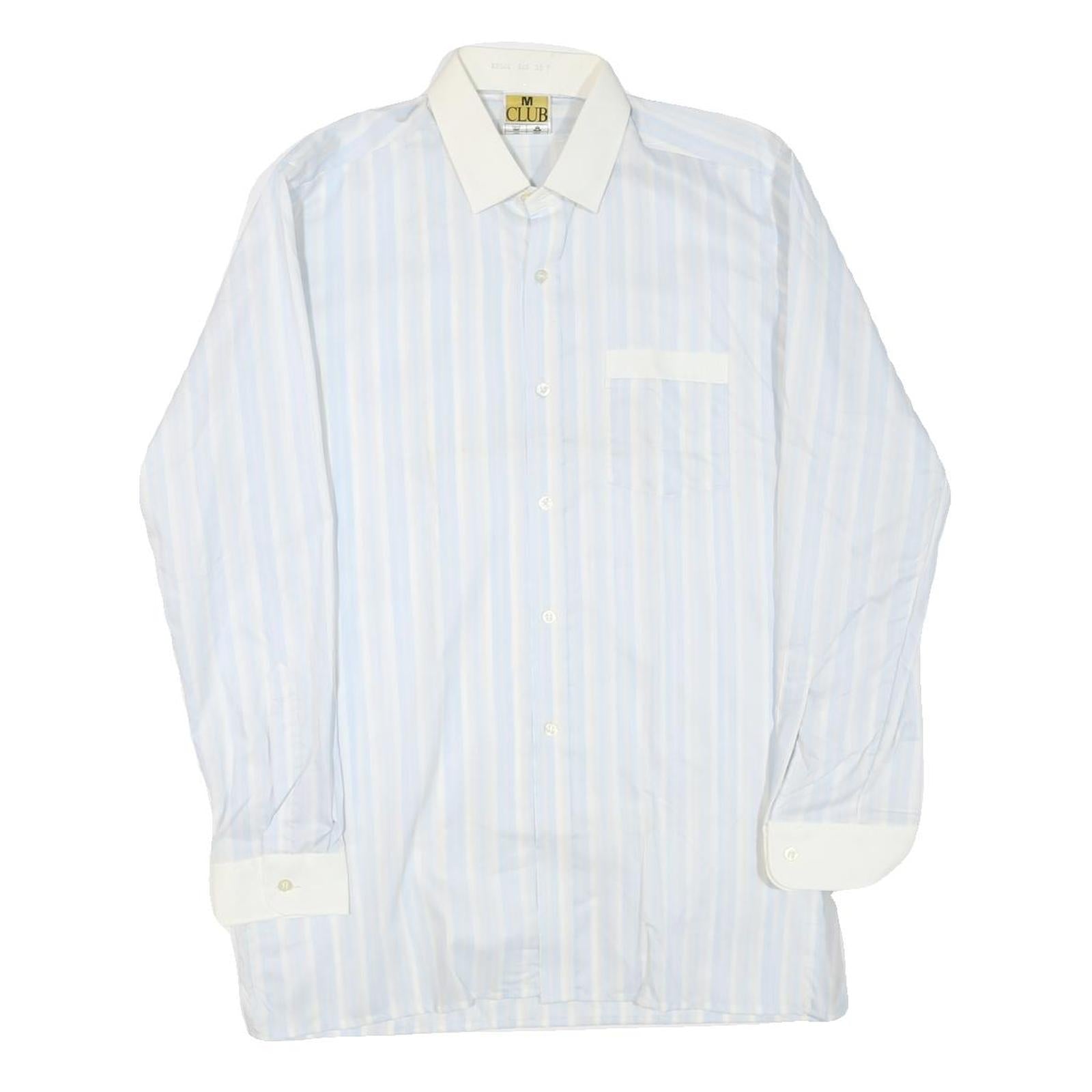 Buy M CLUB Mens White & Blue Striped Cotton Blend Shirt M Long Sleeve Button Collar Refurbished - $19.49 M CLUB Mens White & Blue Striped Cotton Blend Shirt M Long Sleeve Button Collar Refurbished - N/A refurbished available on Cerqular