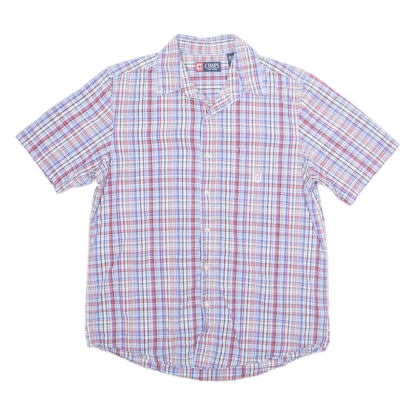 CHAPS Mens Shirt Blue Plaid M Refurbished - N/A refurbished available on Cerqular