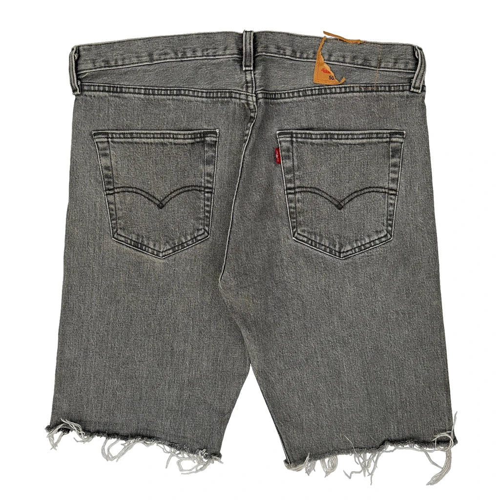 Levis Denim Shorts - 36W 10L Grey Cotton Refurbished - Thrifted (note: this is a term often used to describe second- refurbished available on Cerqular