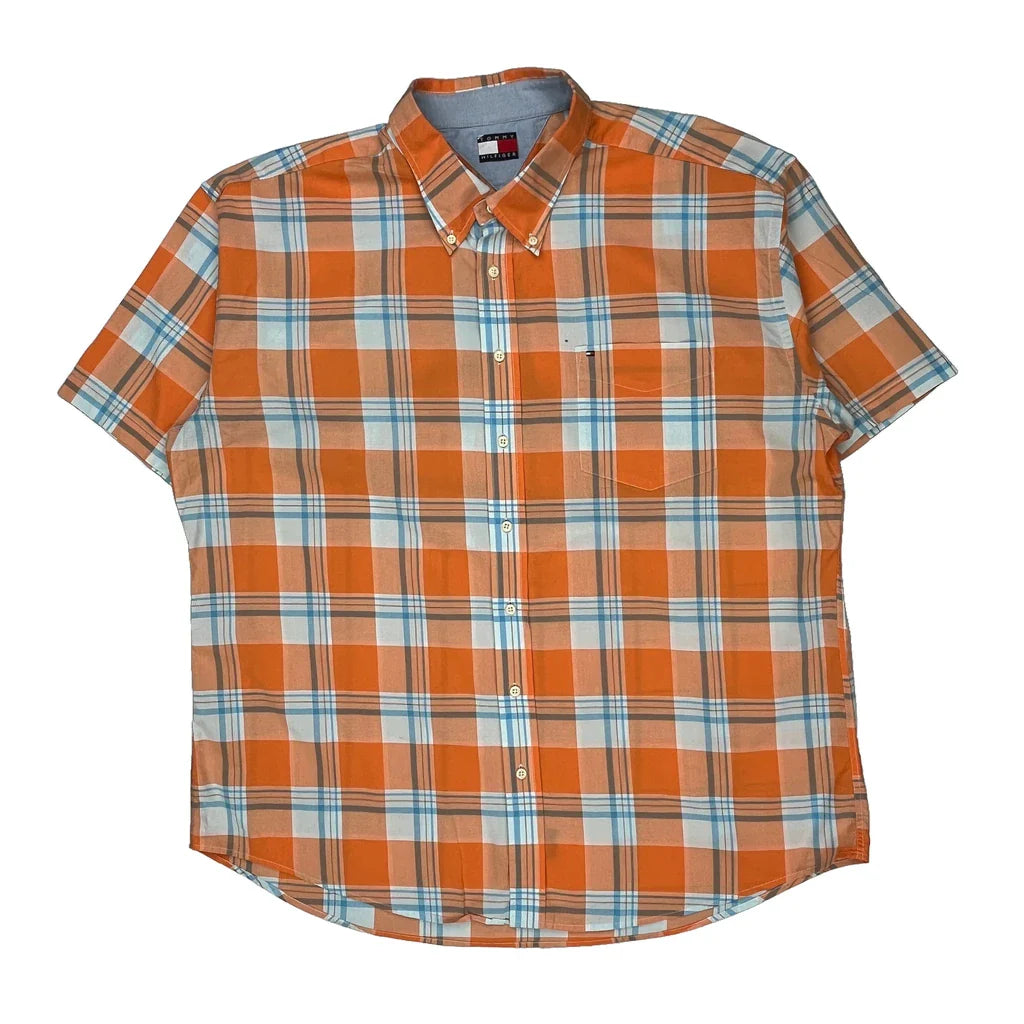 Buy Tommy Hilfiger Checked Short Sleeve Shirt - 2XL Orange Cotton Refurbished - $33.49 Tommy Hilfiger Checked Short Sleeve Shirt - 2XL Orange Cotton Refurbished - Thrifted (note: this is a term often used to describe second- refurbished available on Cerqular