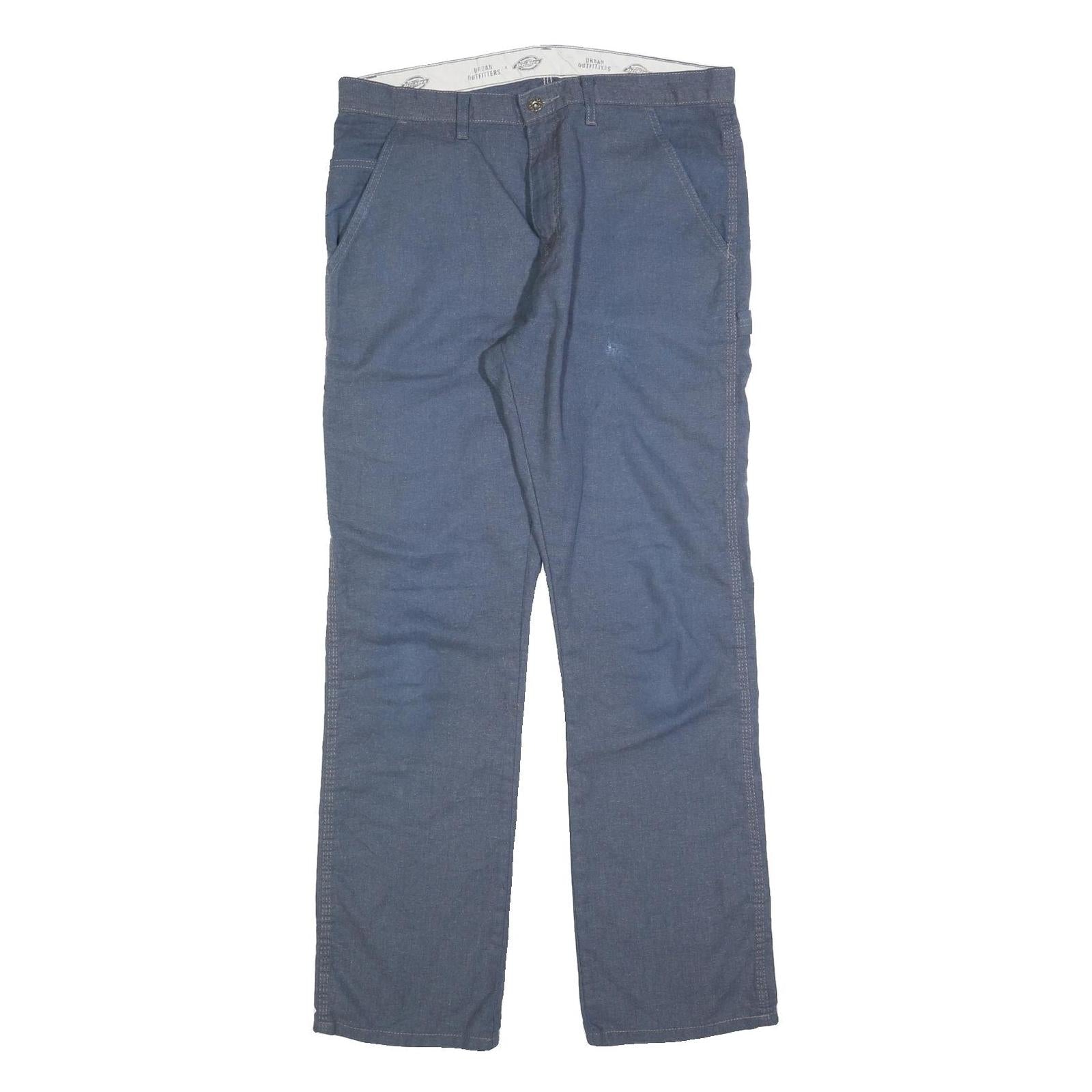 DICKIES Mens Cotton Blue Regular Straight Trousers W33 L32 Workwear Casual Refurbished - N/A refurbished available on Cerqular