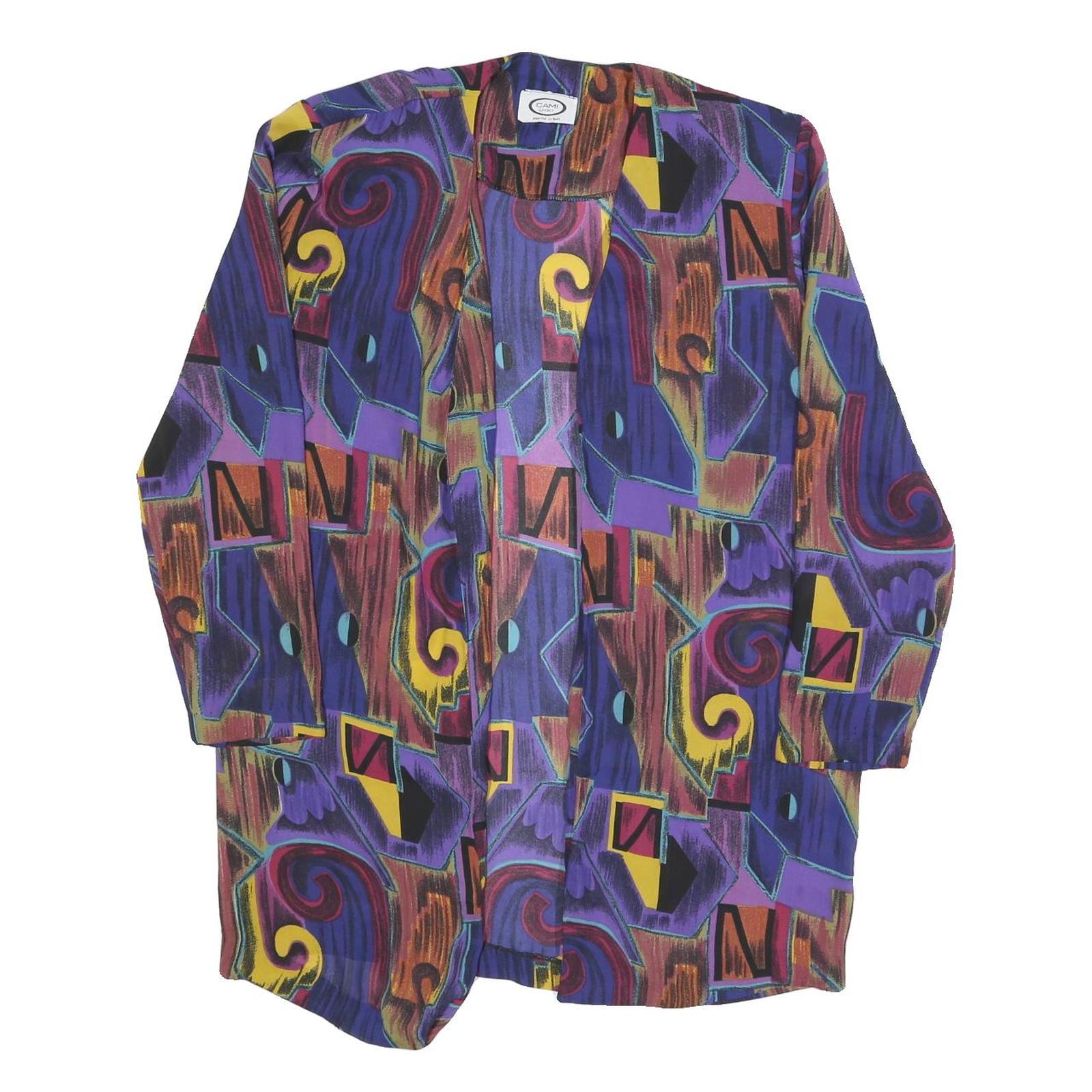 CAMI Womens Purple Printed Oversized Long Sleeve Round Neck Top L Colourful Refurbished - N/A refurbished available on Cerqular