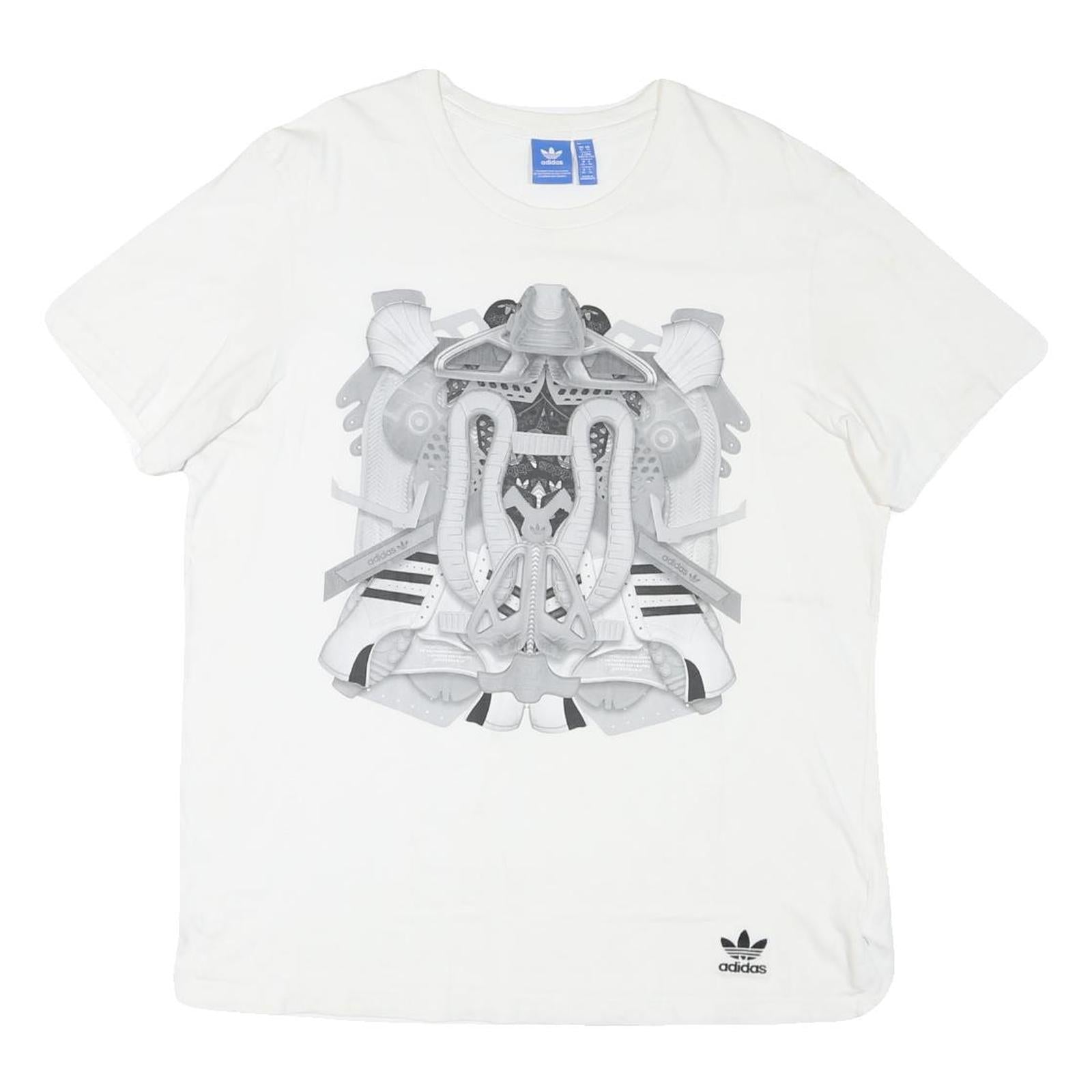 ADIDAS Mens White Graphic T-Shirt XL Short Sleeve Round Neck Cotton Blend Refurbished - N/A refurbished available on Cerqular