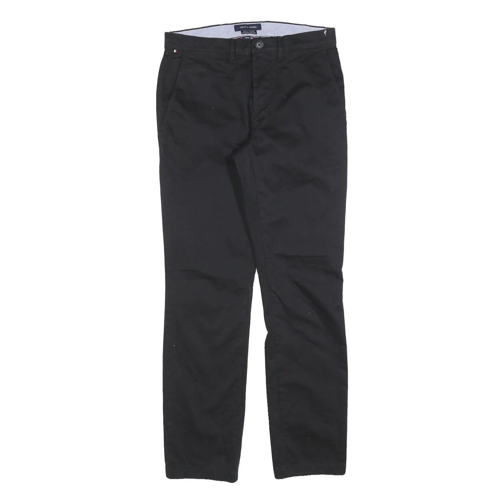 TOMMY HILFIGER Mens Cotton Blend Black Slim Straight Trousers W28 L30 Zip Refurbished - N/A refurbished available on Cerqular
