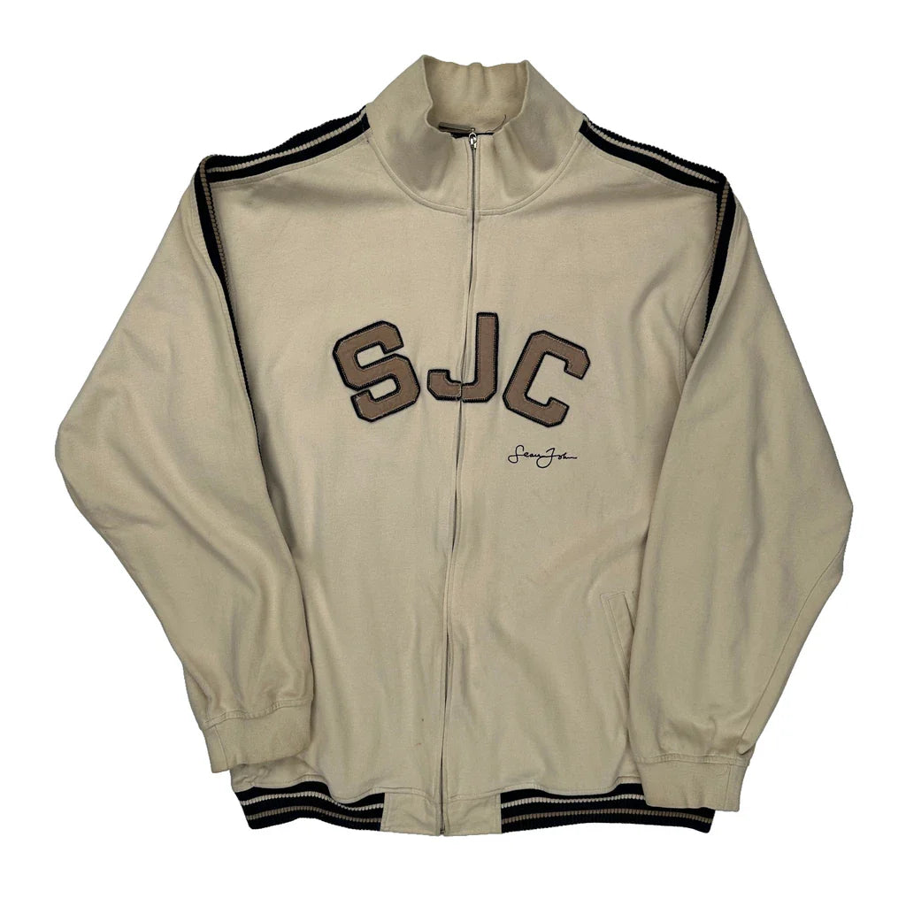 Sean John Track Jacket - 2XL Beige Cotton Refurbished - Thrifted (note: this is a term often used to describe second- refurbished available on Cerqular