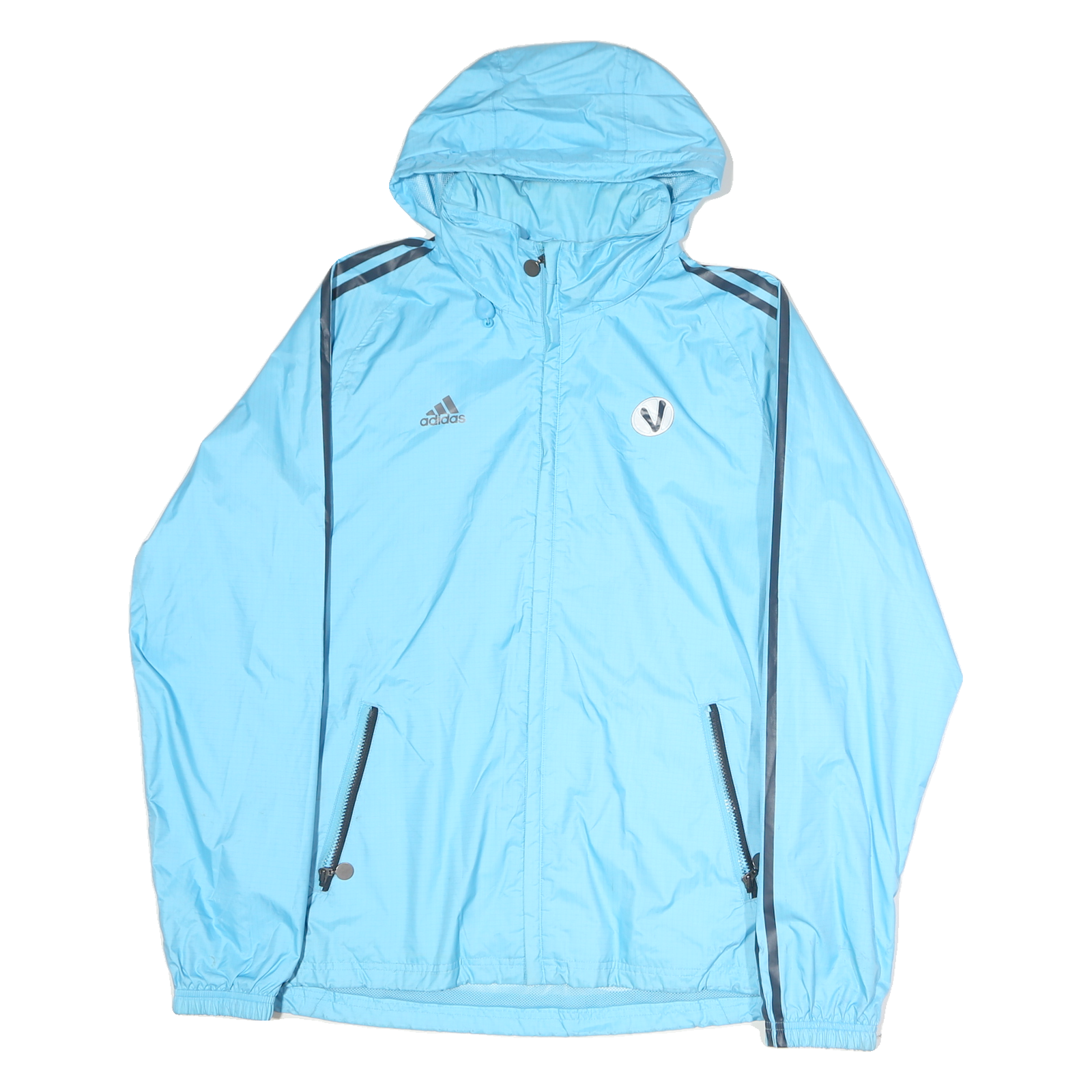 ADIDAS Mens Blue Outdoor Jacket M Polyester Zip Hooded Sportswear Light Refurbished - N/A refurbished available on Cerqular