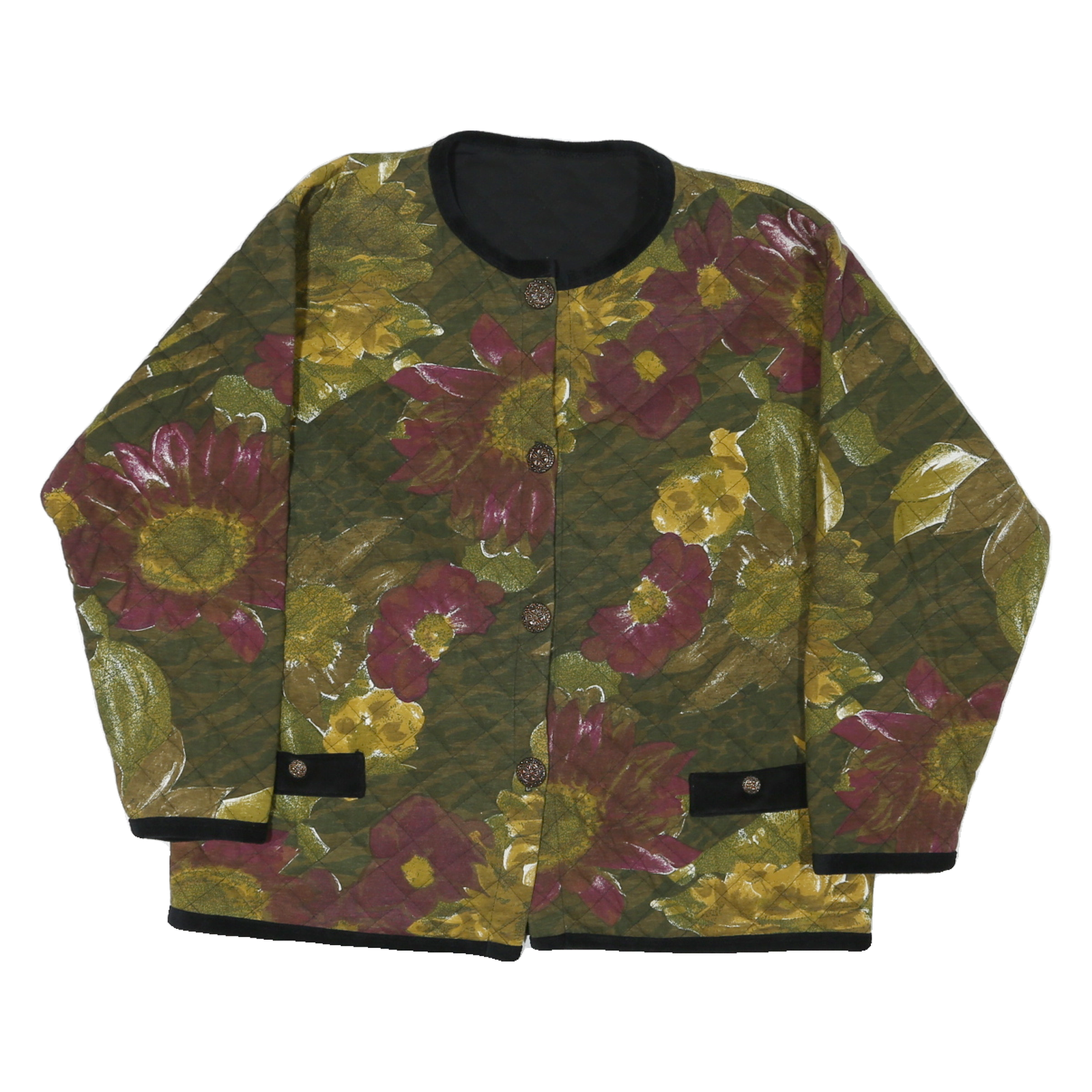 Buy Womens Green Floral Patterned Quilted Button Jacket L Polyester Blend Casual Refurbished - $36.39 Womens Green Floral Patterned Quilted Button Jacket L Polyester Blend Casual Refurbished - N/A refurbished available on Cerqular