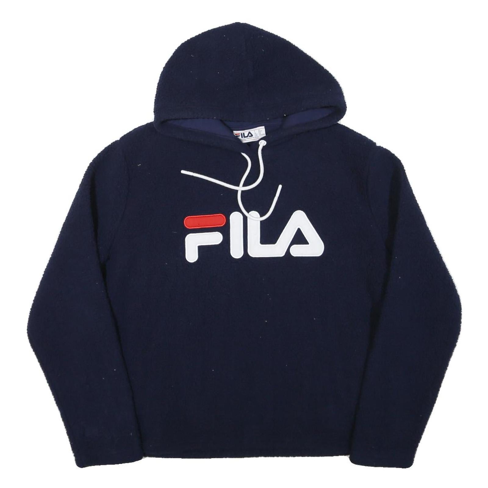 FILA Womens Navy Hoodie 2XL Polyester Blend Pullover Logo Sweatshirt Refurbished - N/A refurbished available on Cerqular