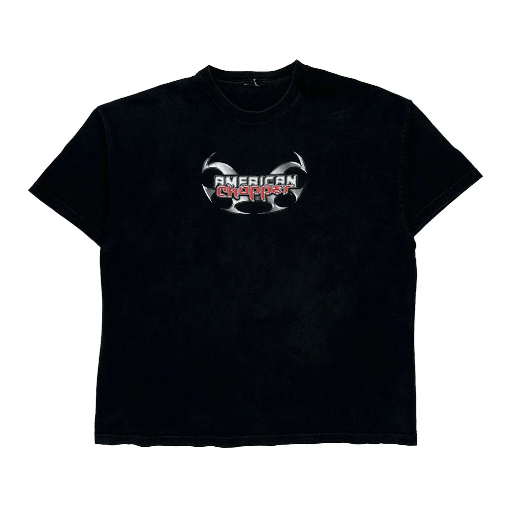Motorcycle American Chopper Graphic T-Shirt - XL Black Cotton Refurbished - Thrifted (note: this is a term often used to describe second- refurbished available on Cerqular