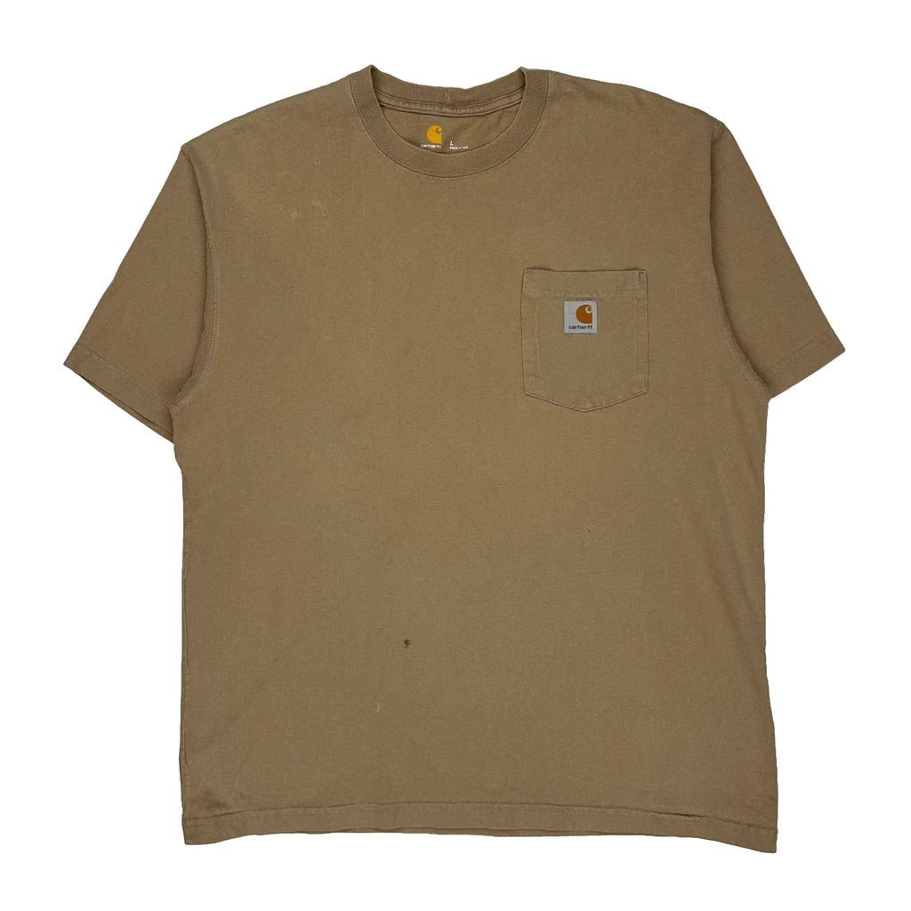 Carhartt T-Shirt - Large Brown Cotton Refurbished - Thrifted (note: this is a term often used to describe second- refurbished available on Cerqular