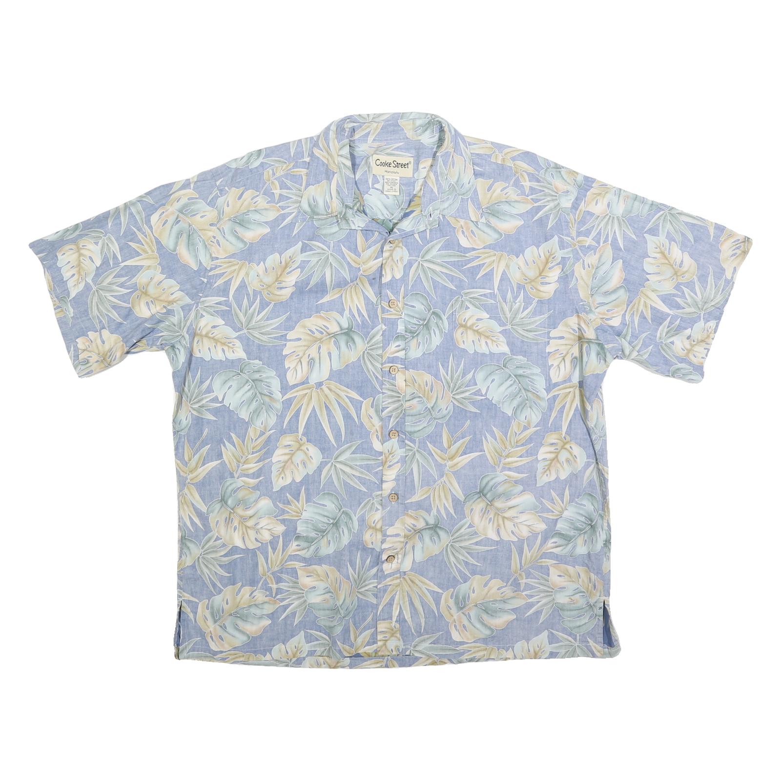 COOKE STREET Mens Blue & Cream Hawaiian Shirt XL Tropical Leaf Cotton Summer Refurbished - N/A refurbished available on Cerqular