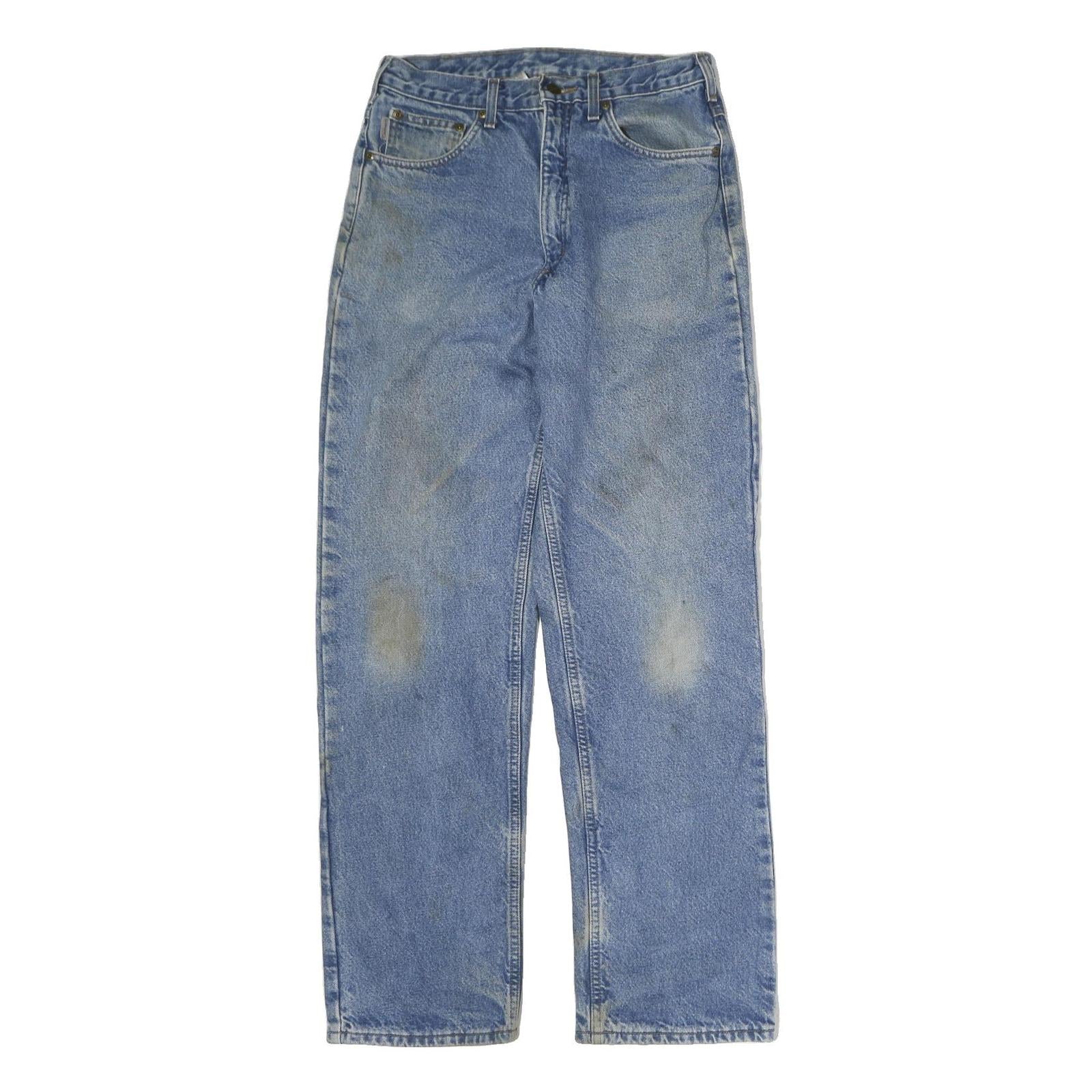 CARHARTT Mens Relaxed Blue Denim W32 L34 Straight Leg Cotton Zip Jeans Workwear Refurbished - N/A refurbished available on Cerqular