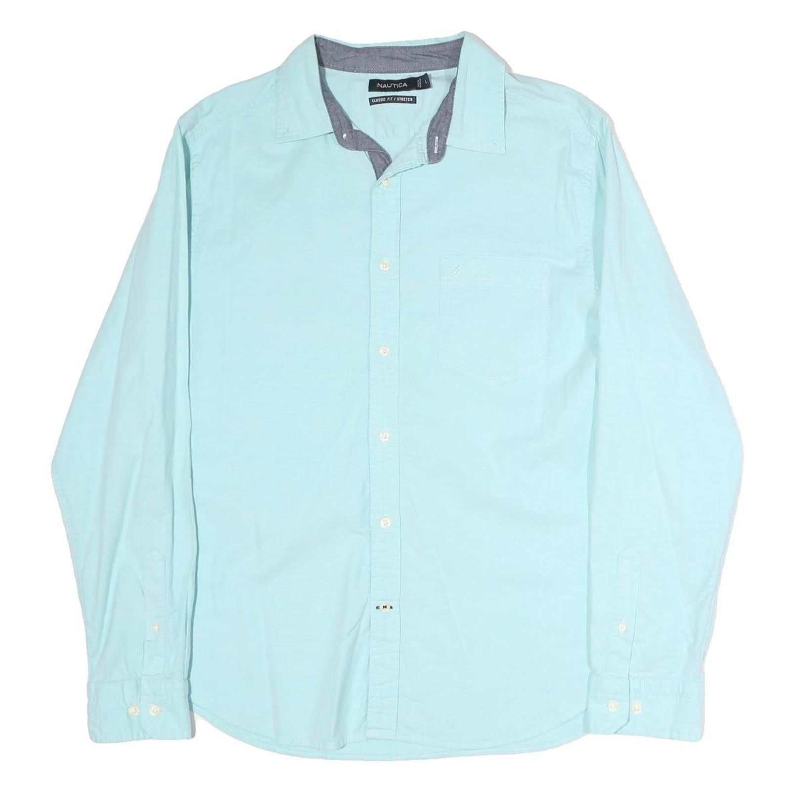 NAUTICA Mens Blue Classic Fit L Long Sleeve Cotton Shirt Casual Smart Refurbished - N/A refurbished available on Cerqular