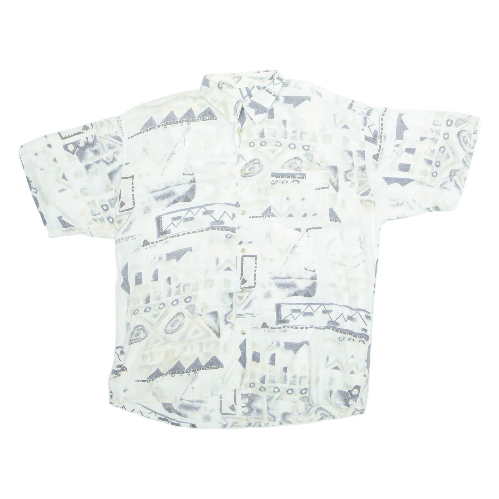 MANTONI Mens Shirt White Crazy Pattern XL Refurbished - N/A refurbished available on Cerqular