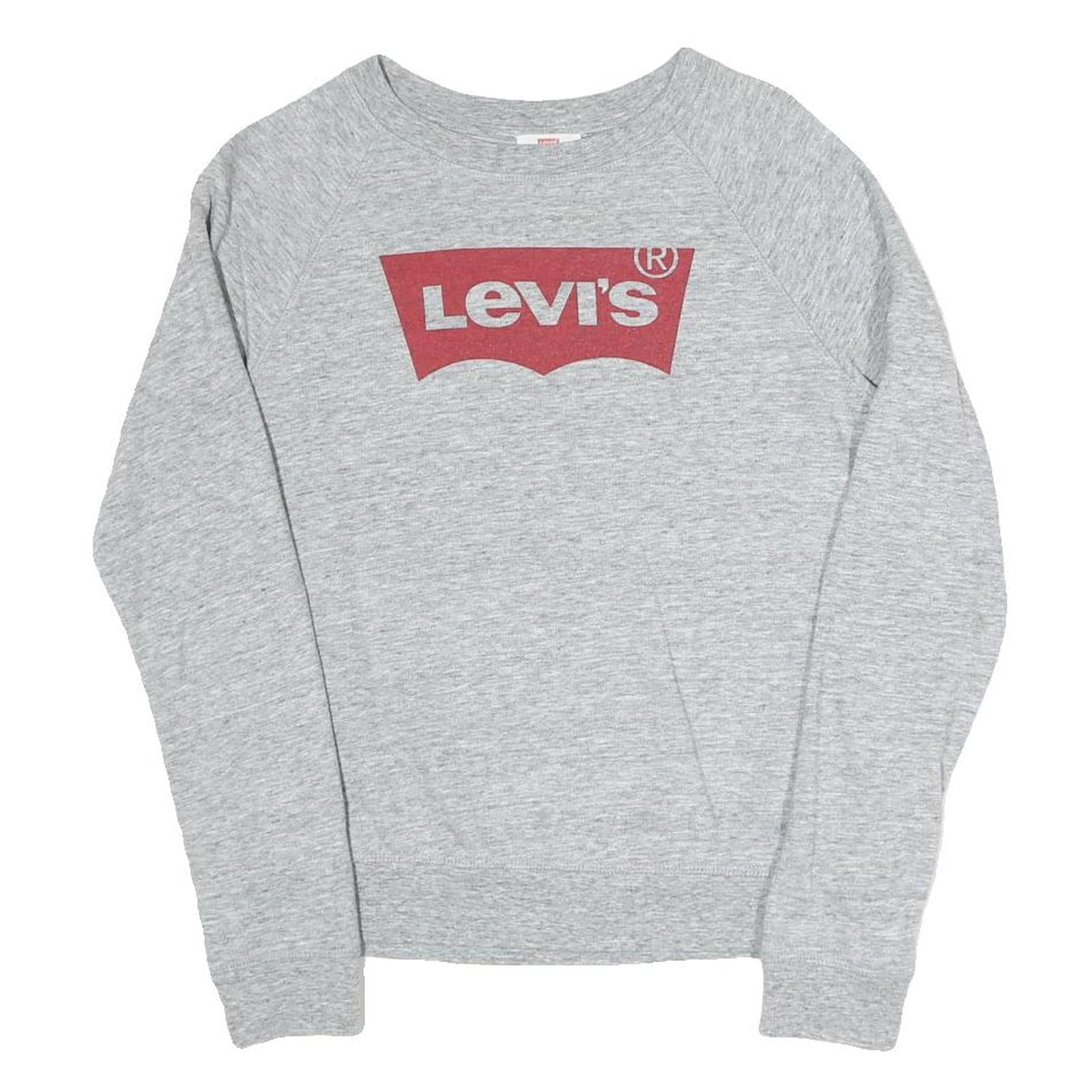 LEVI'S Womens Grey Sweatshirt Crew Neck S Cotton Blend Pullover Logo Print Refurbished - N/A refurbished available on Cerqular