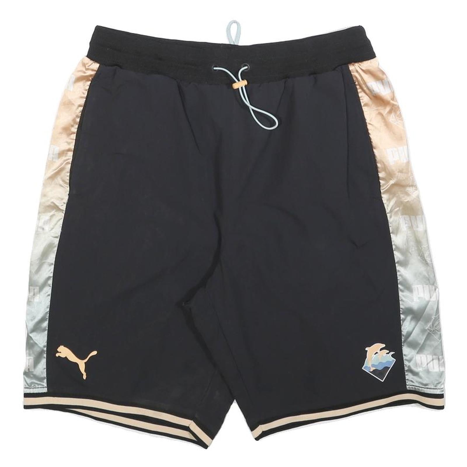 Buy PUMA Mens Black & Gold Casual Drawstring Shorts L W34 Sports Logo Refurbished - $25.99 PUMA Mens Black & Gold Casual Drawstring Shorts L W34 Sports Logo Refurbished - N/A refurbished available on Cerqular
