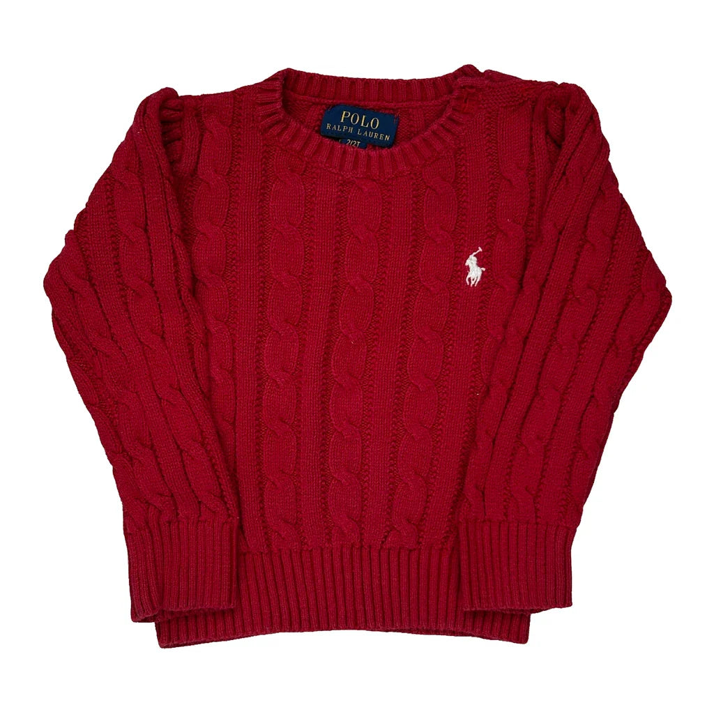Age 2 Ralph Lauren Jumper - 3XS Red Knitted Refurbished - Thrifted (note: this is a term often used to describe second- refurbished available on Cerqular