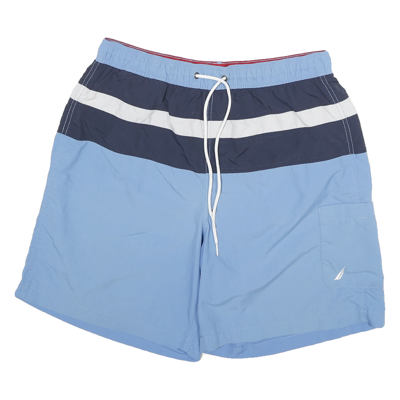 NAUTICA Mens Shorts Blue & Navy Stripe Casual L W30 Drawstring Lightweight Refurbished - N/A refurbished available on Cerqular